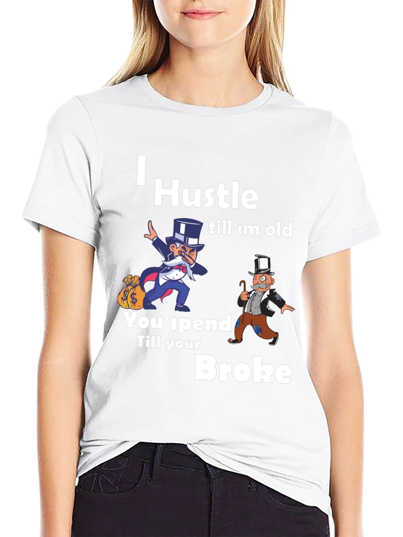 Black I Hustle Till I'm Old Graphic T-Shirt view 9