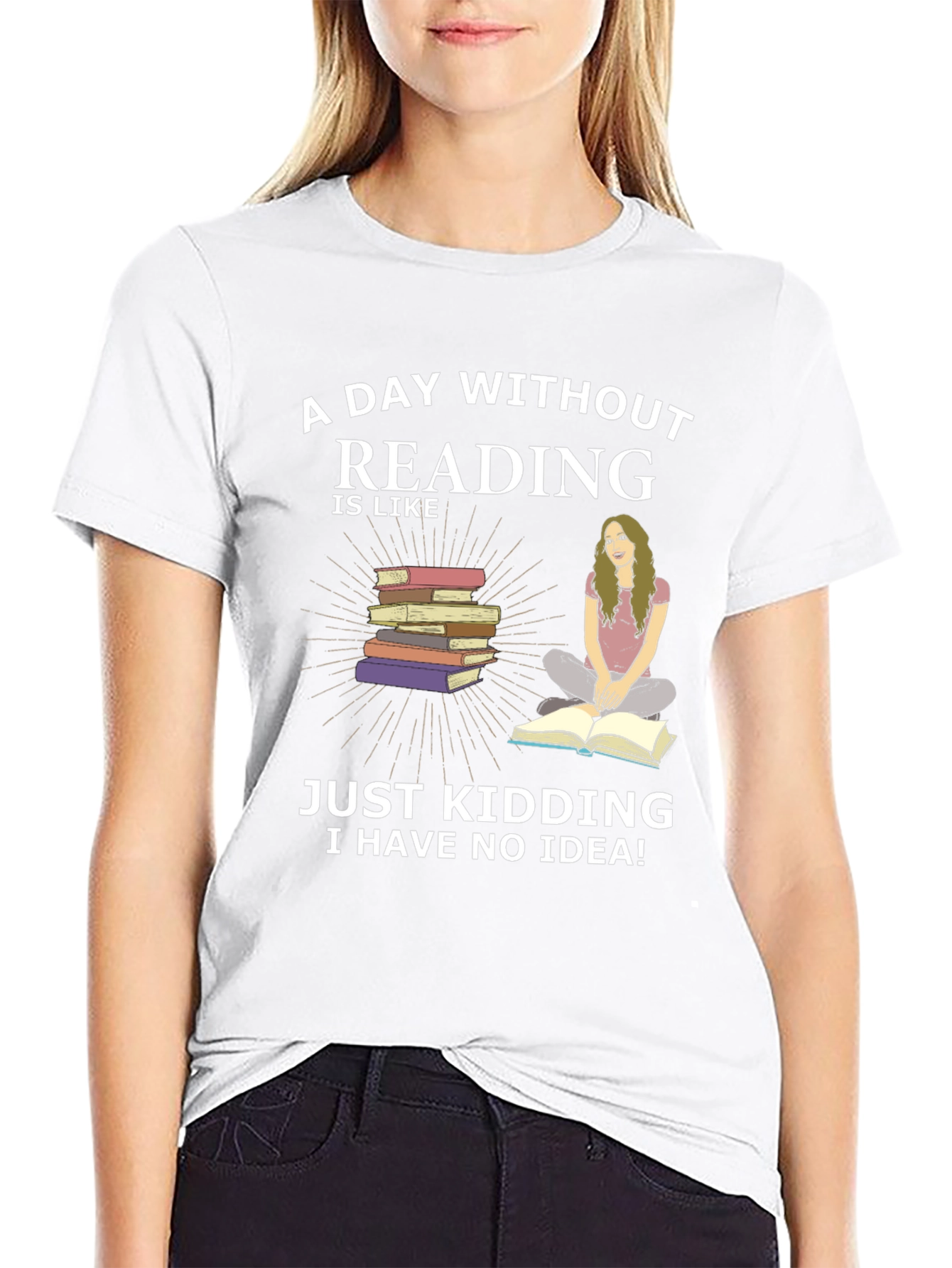 Black Reading Humor T-Shirt - A Day Without Reading view 9
