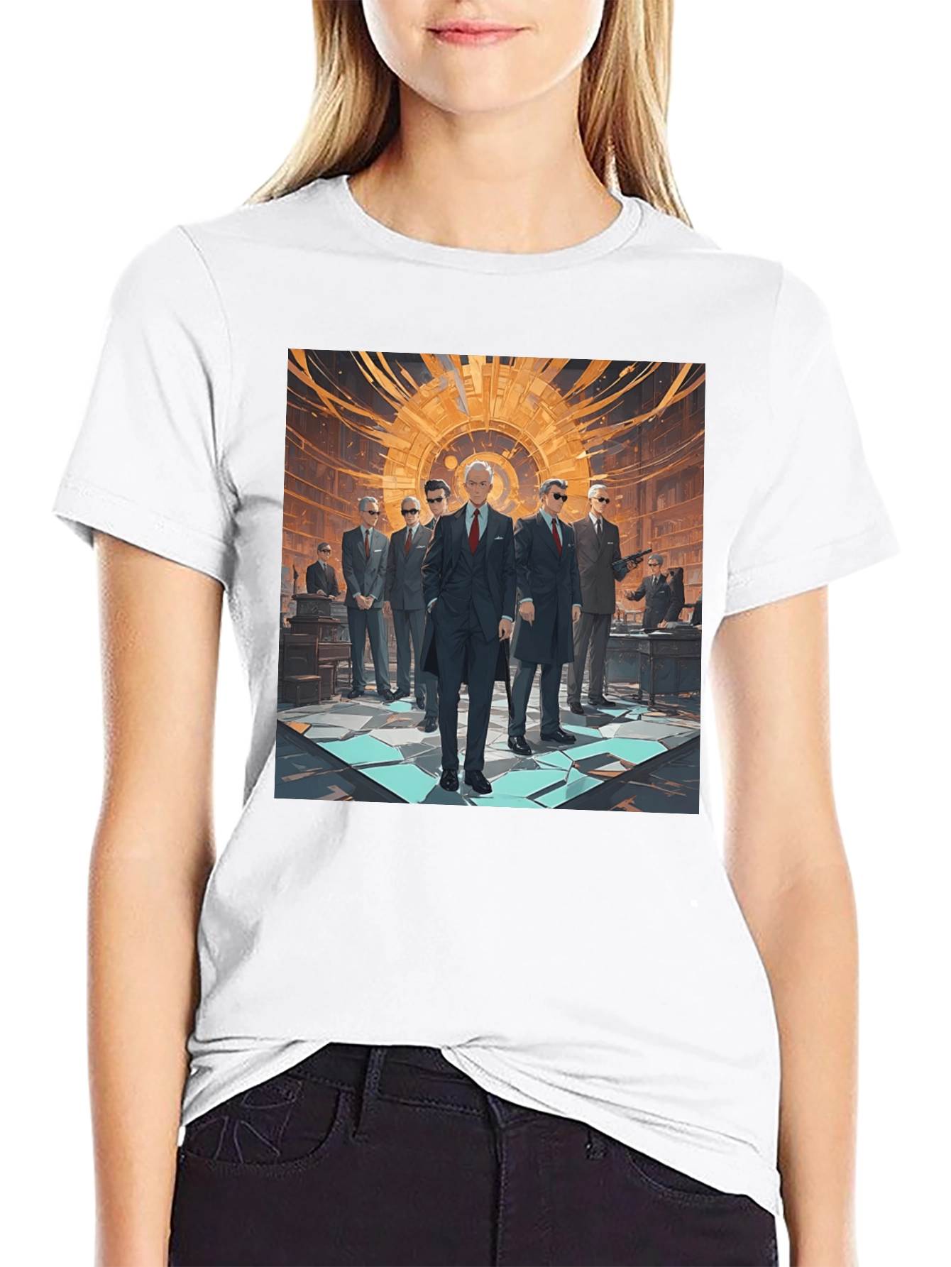 Black Stylish Graphic Print Crew Neck T-Shirt view 9