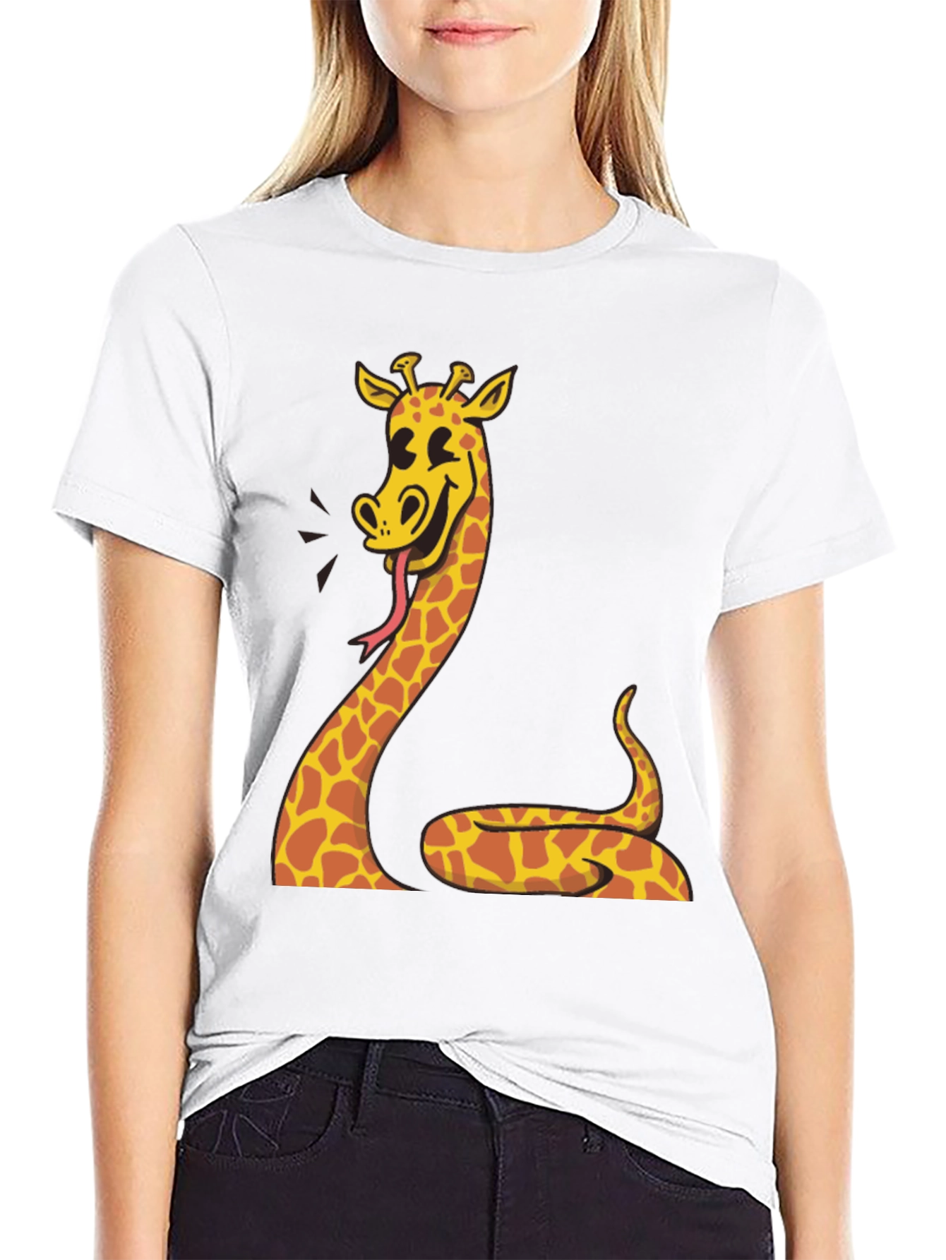 Black Giraffe Snake Funny Graphic Tee view 9