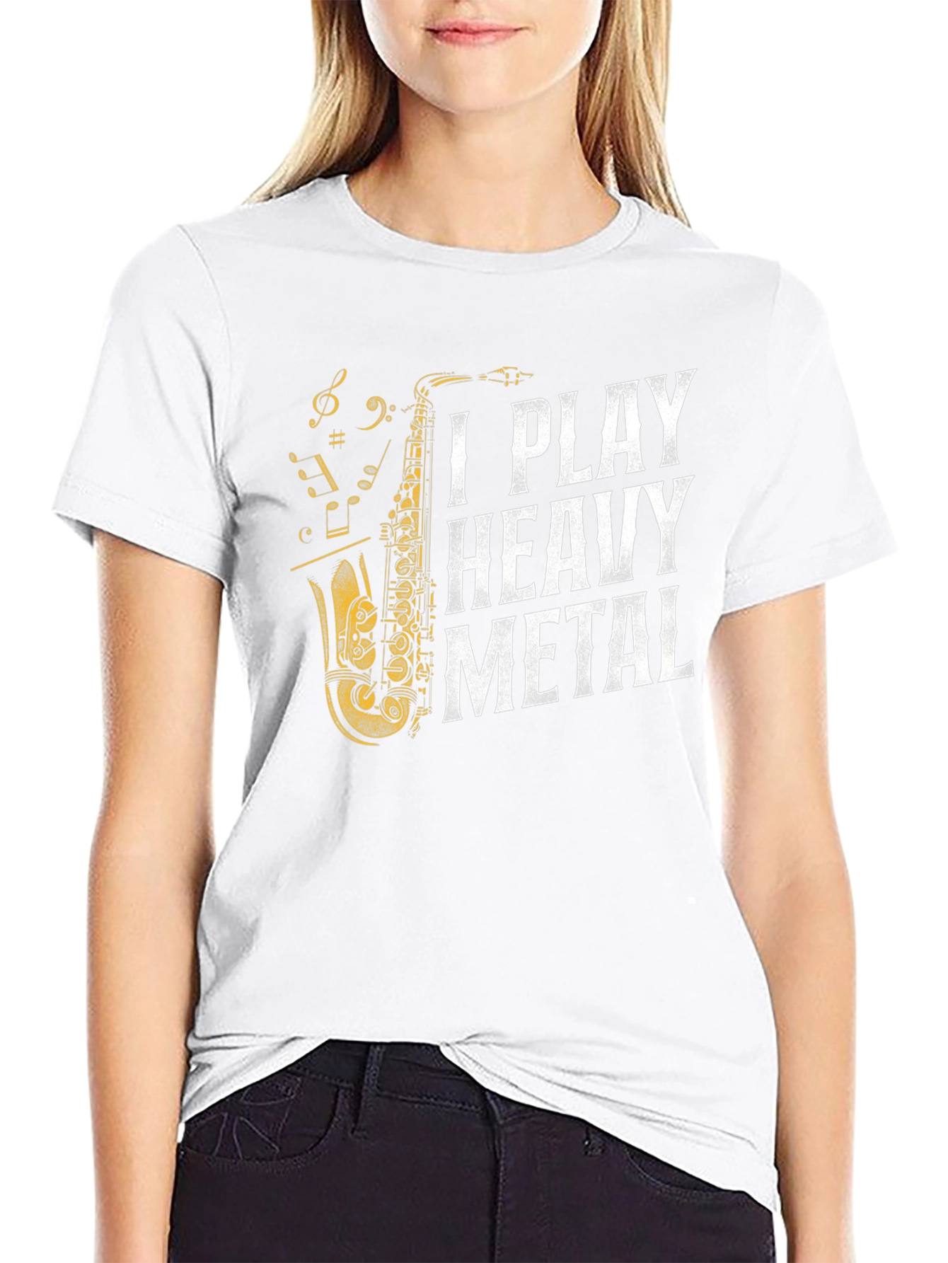 Black I Play Heavy Metal Saxophone T-Shirt view 9