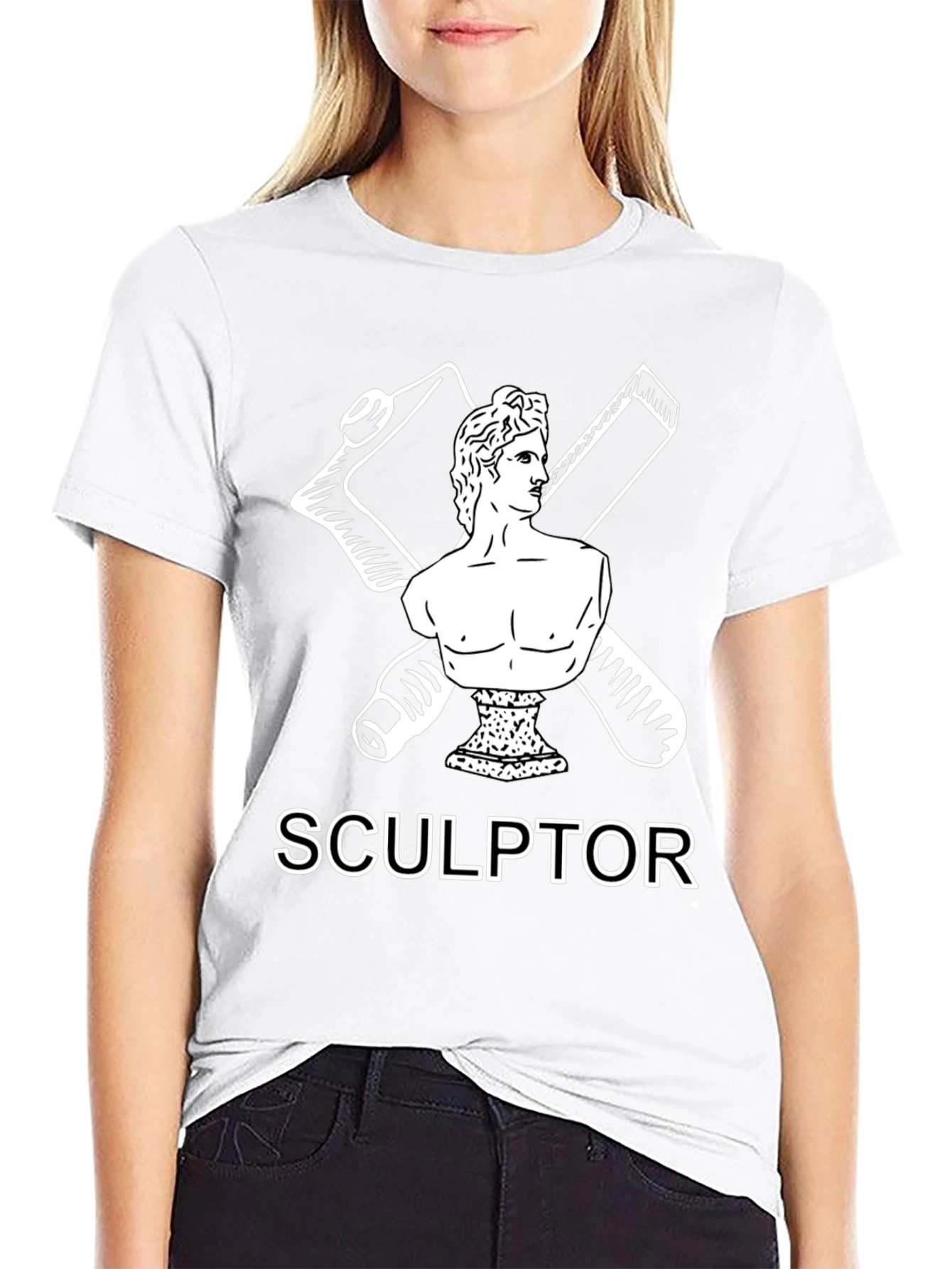 Black Sculptor Graphic Tee - Artistic Black T-Shirt view 9
