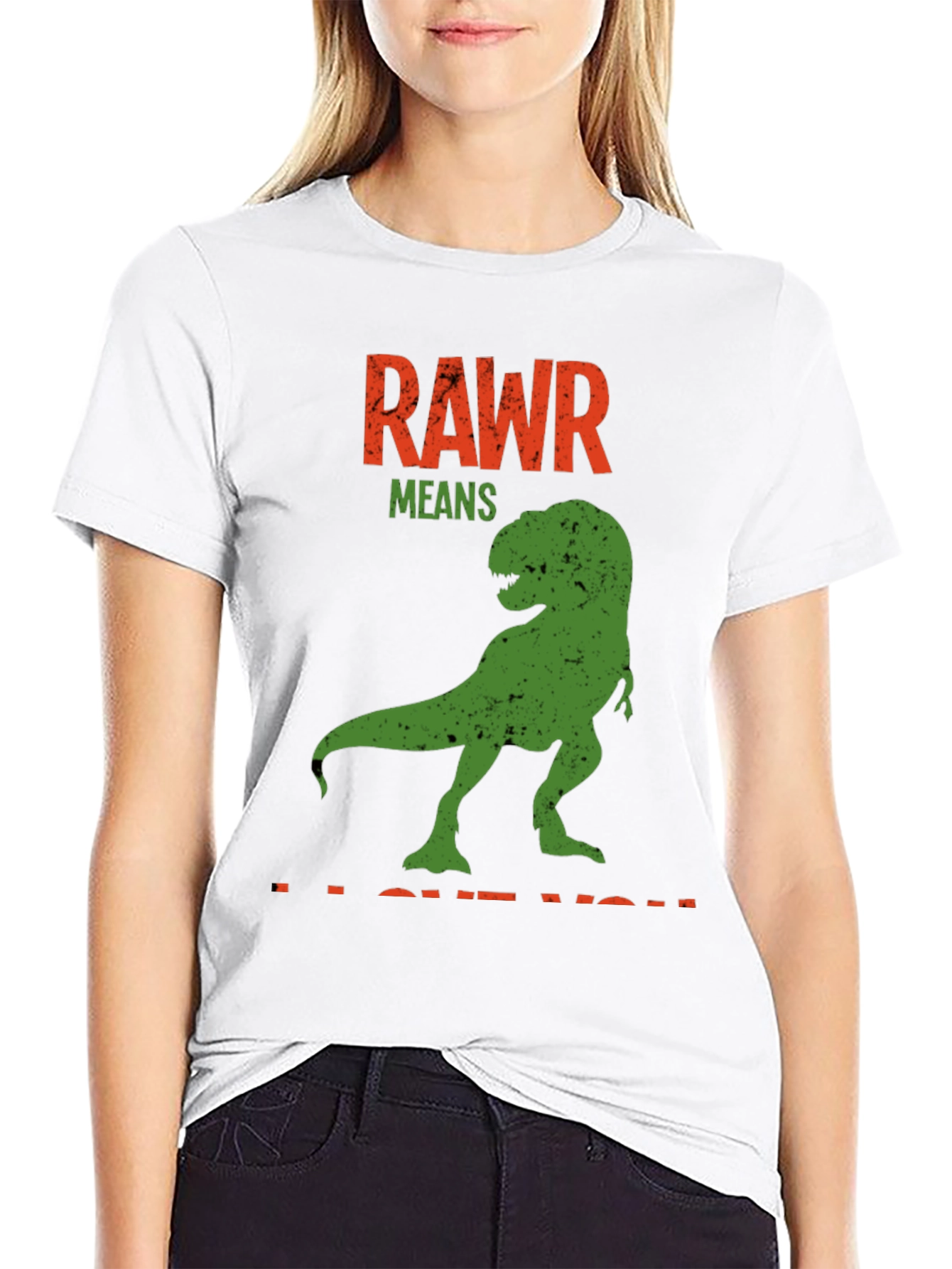 Black Rawr Means I Love You Dinosaur T-Shirt view 9