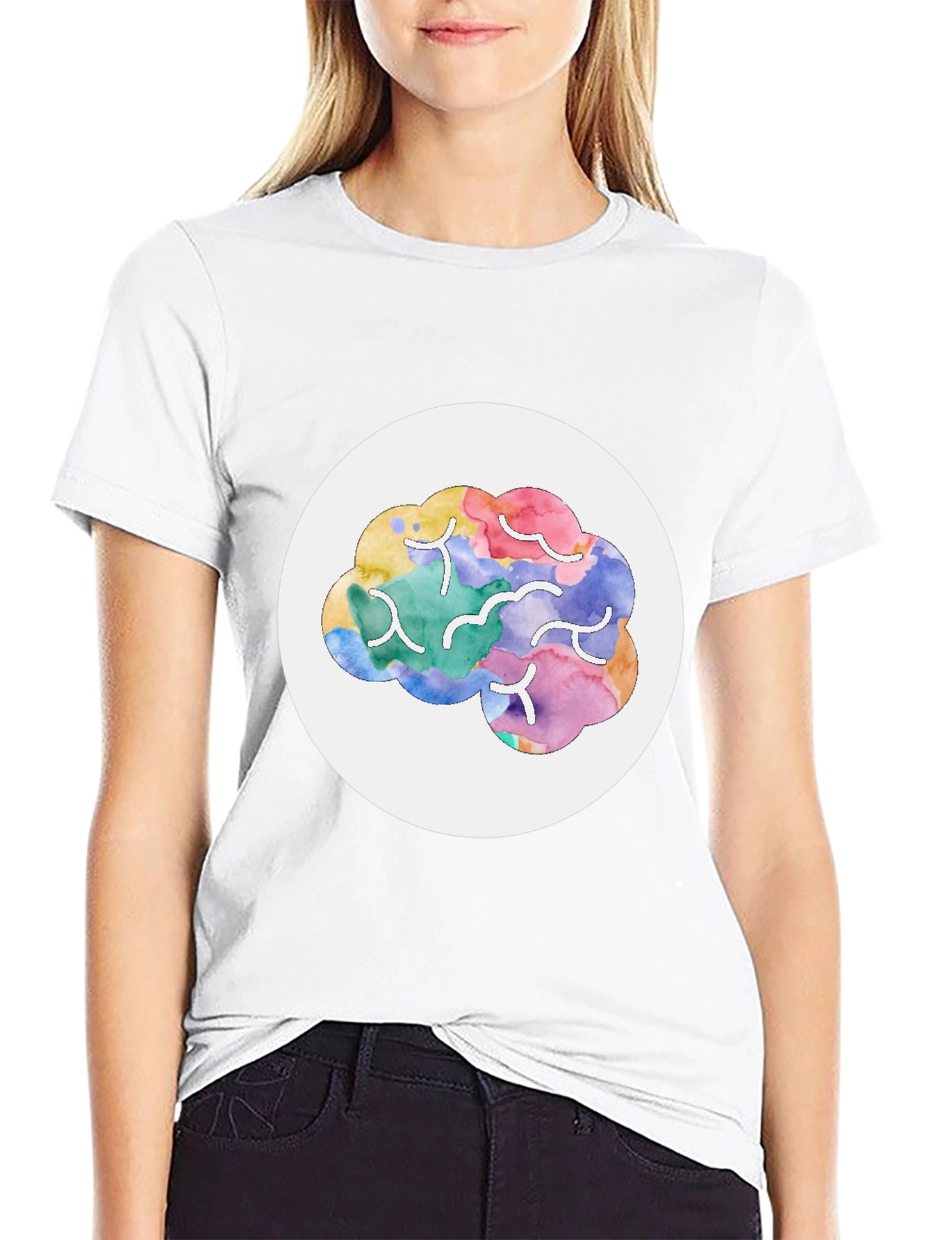 Black Brain Graphic Print Crew Neck T-Shirt view 9