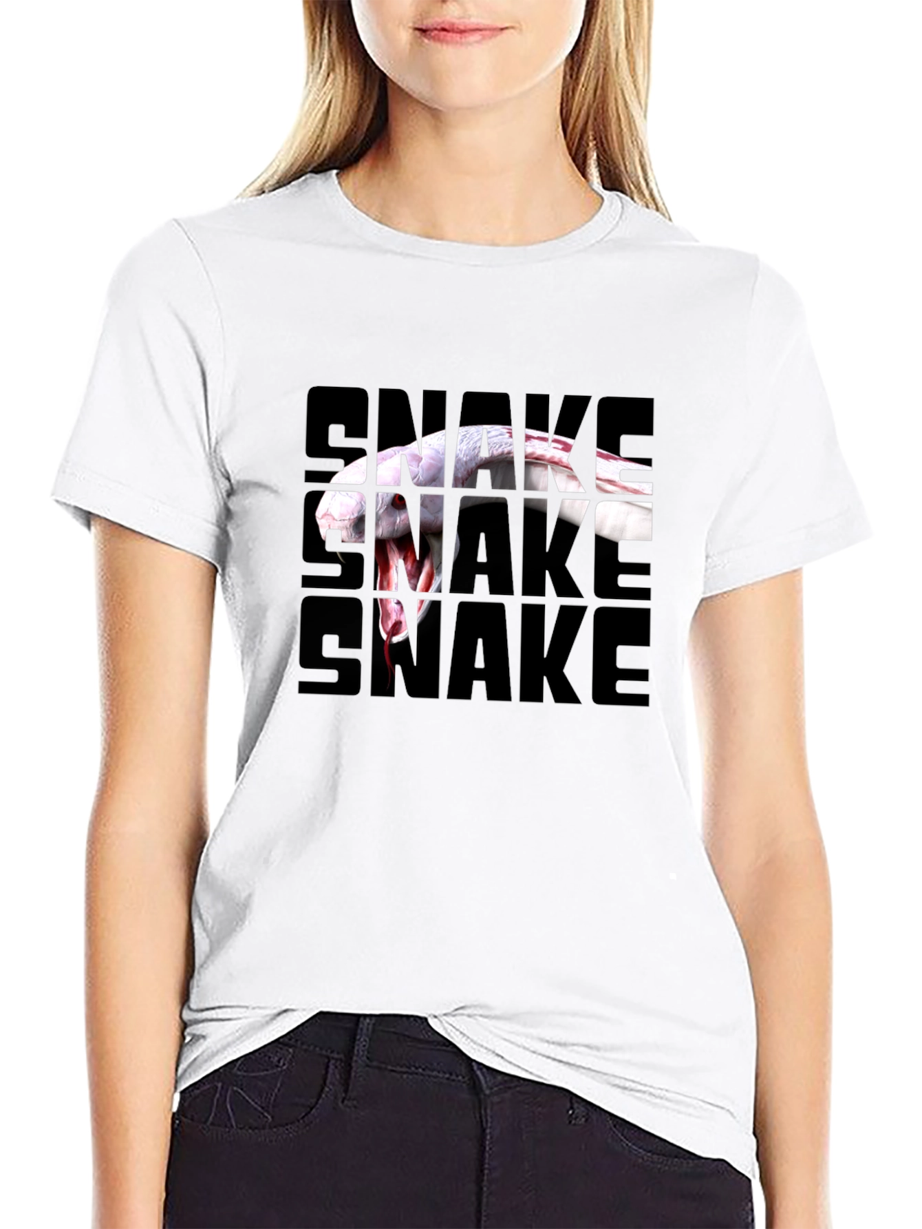 Black Snake Graphic T-Shirt - Black Crew Neck Tee view 9