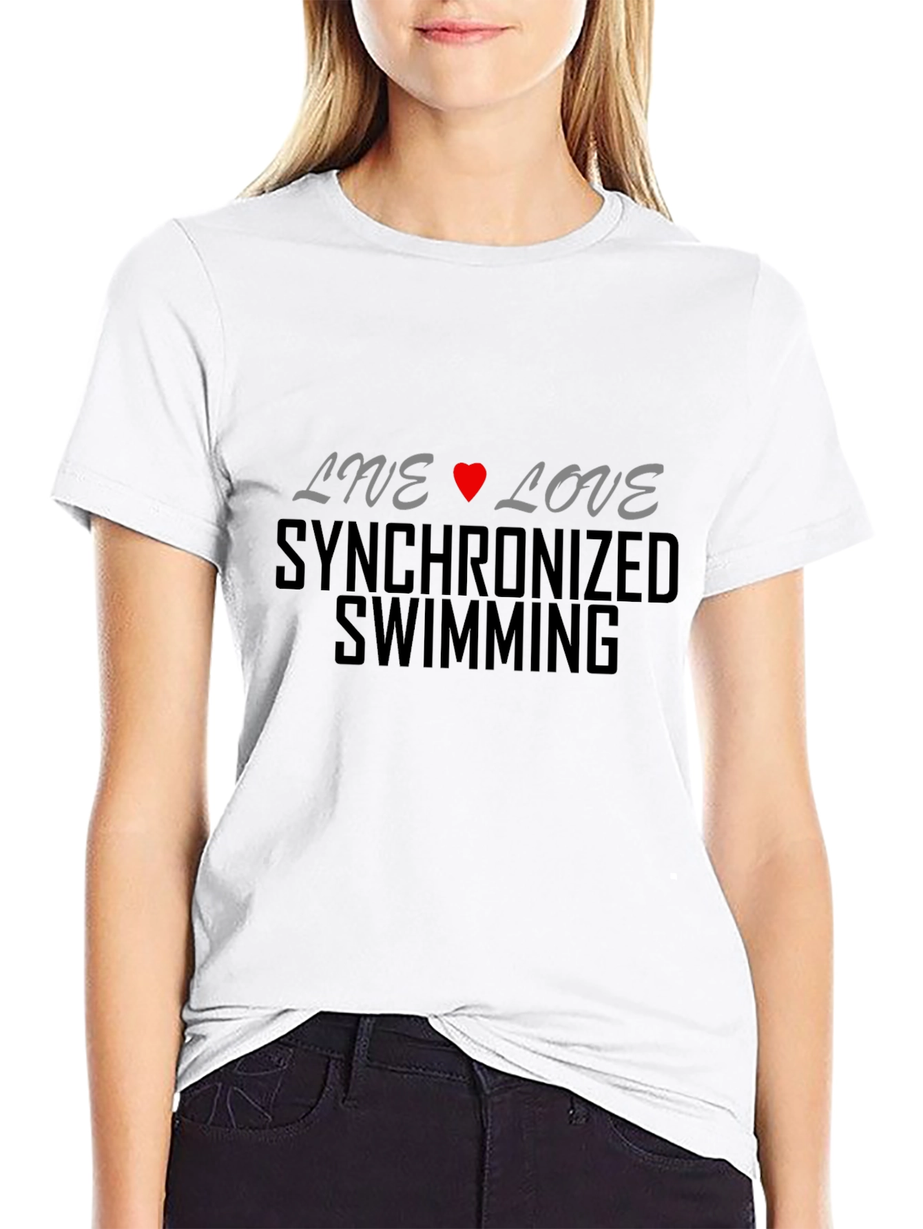 Live Love Synchronized Swimming Black T-Shirt - 9
