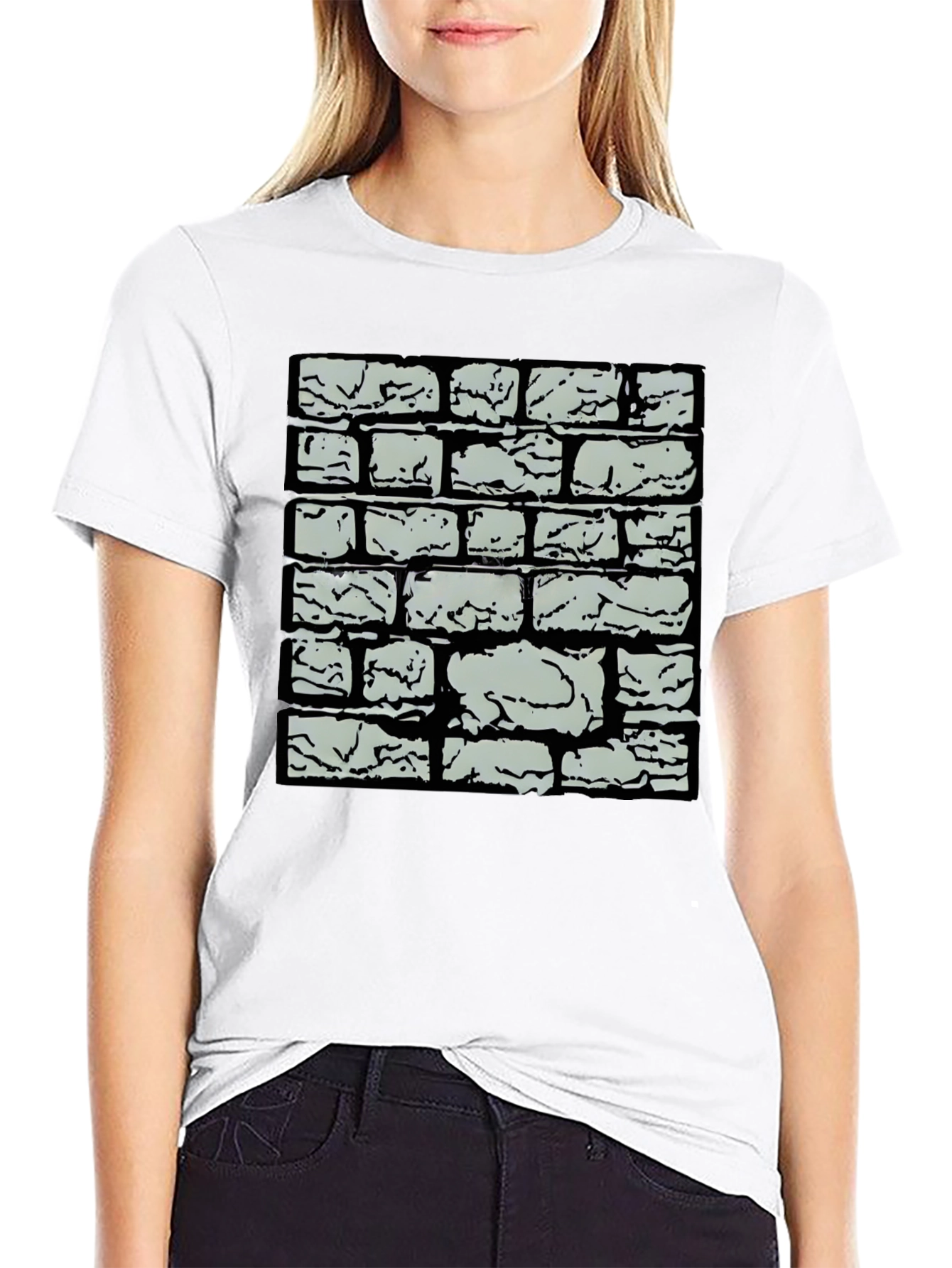 Black Brick Wall Graphic Tee - Cool Casual Style view 9