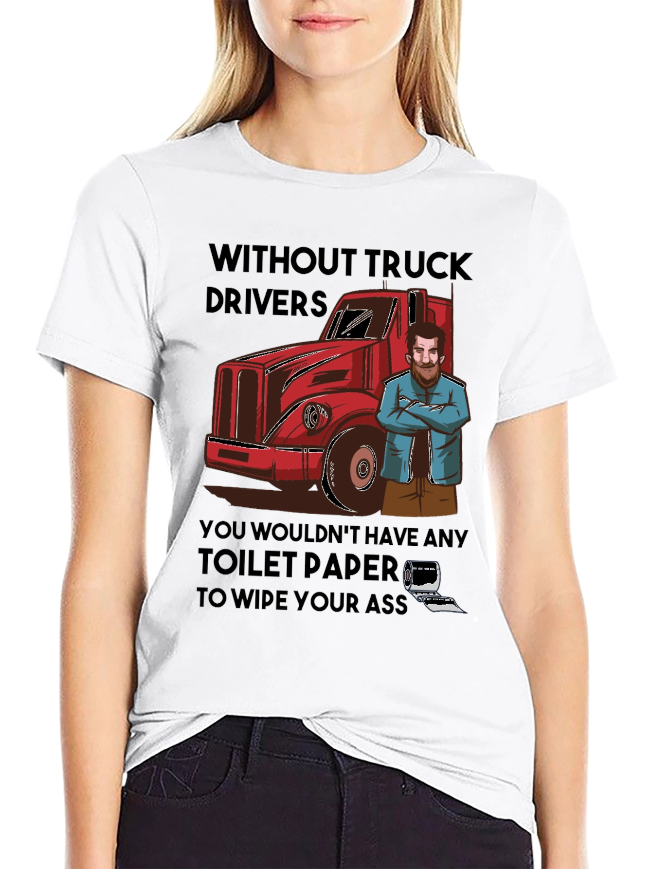 Black Truck Driver Toilet Paper T-Shirt view 9