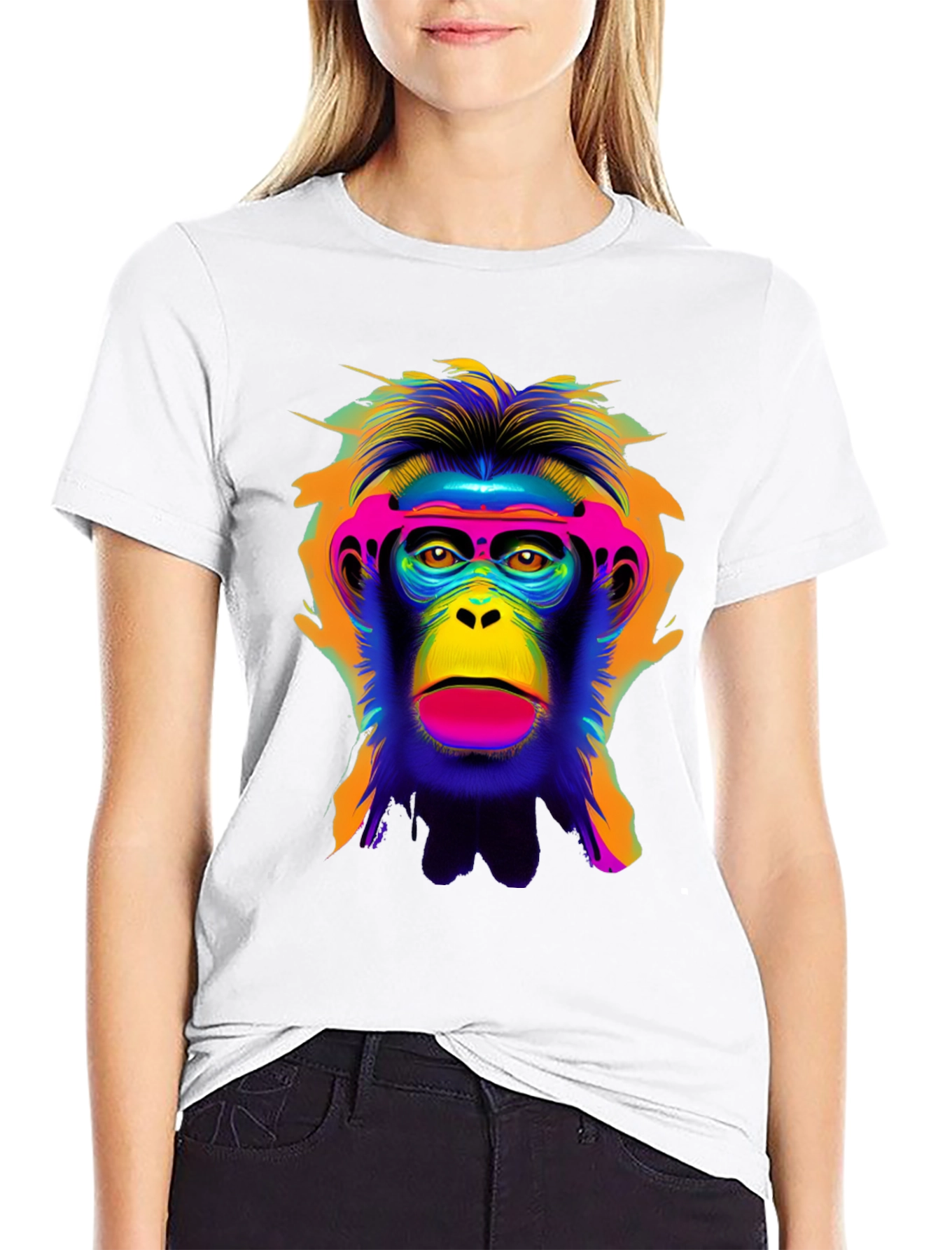 Black Vibrant Monkey Graphic Tee - Bold Statement Shirt view 9