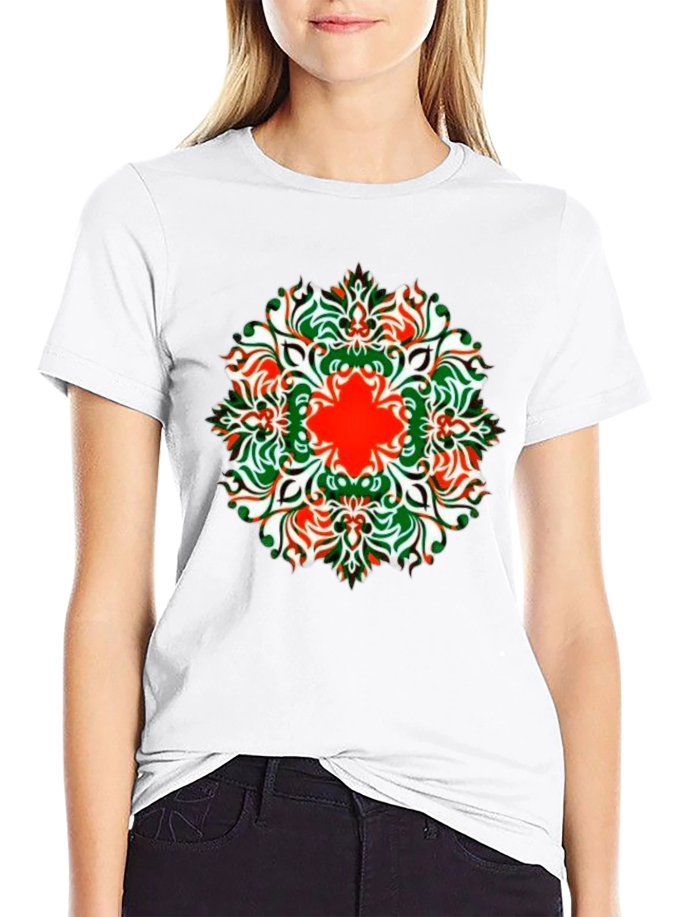 Black Stylish Black Tee with Colorful Mandala Design view 9