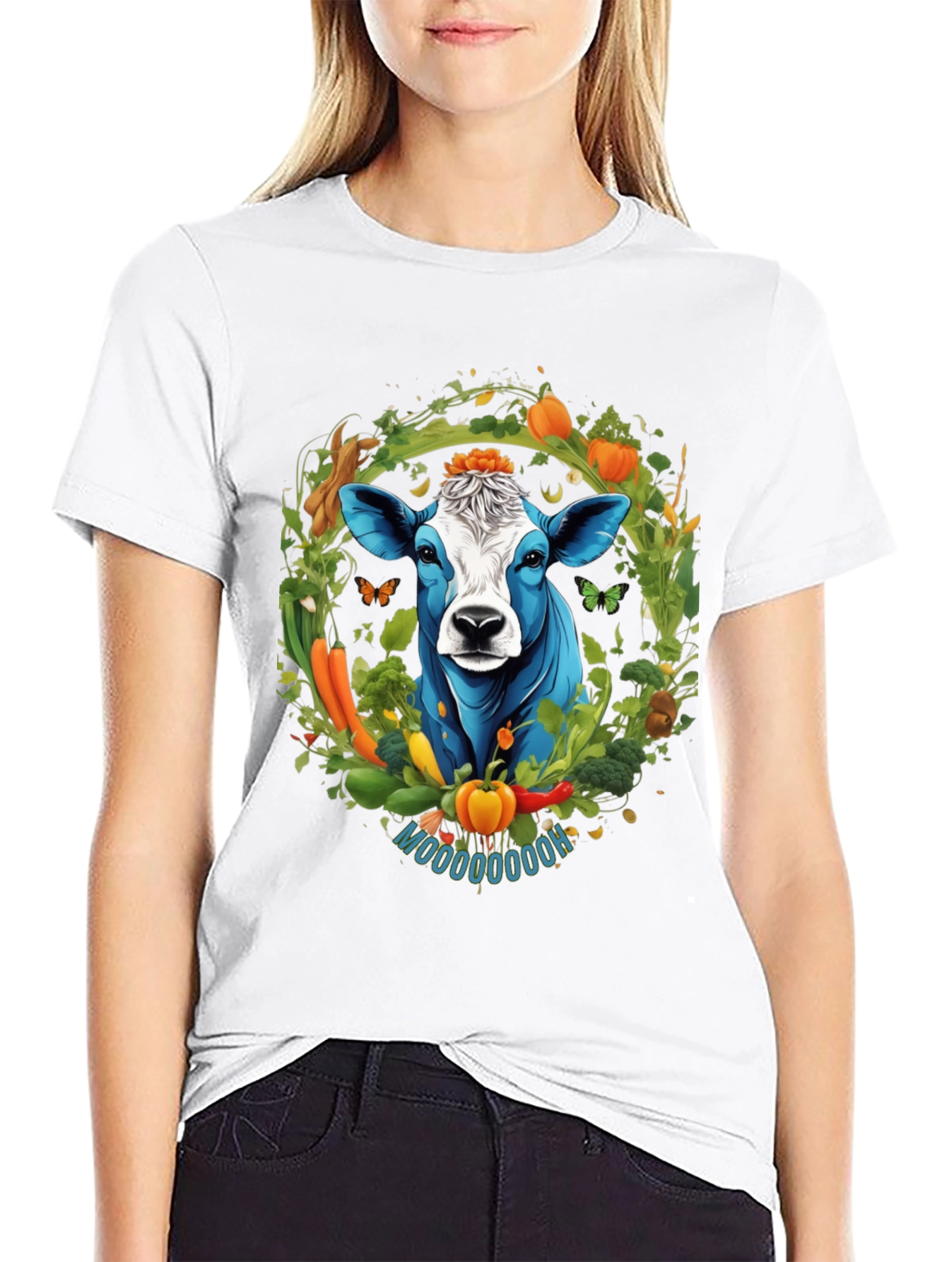 Black Vegan Cow Graphic Tee - Farm Fresh Style view 9