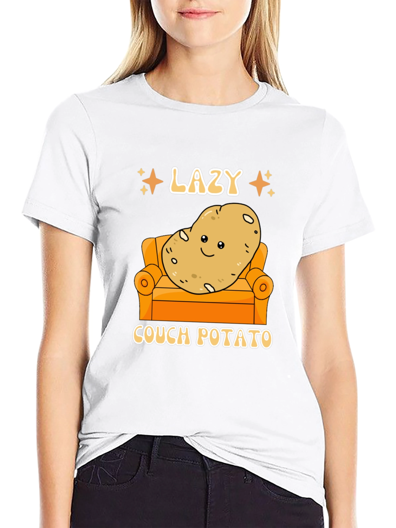 Black Lazy Couch Potato Graphic T-Shirt Funny Design view 9