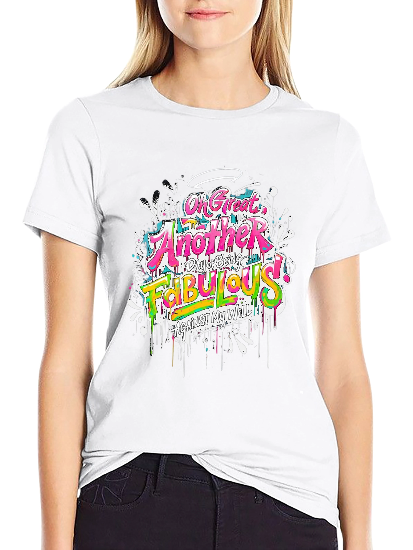 Black Funny Fabulous Graphic Tee - Unisex Casual Black T-Shirt view 9
