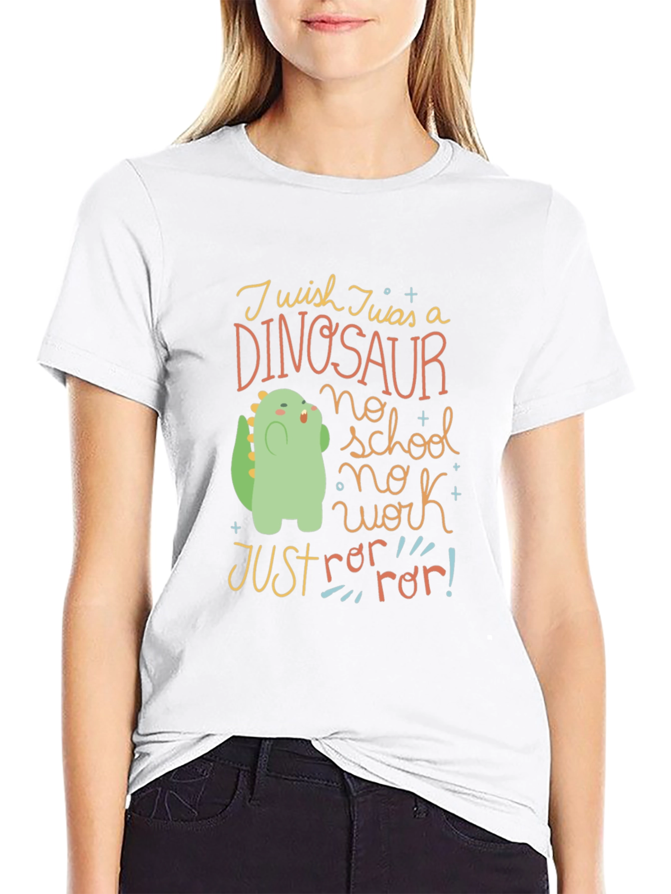 Black Dinosaur T-Shirt - No School, No Work, Just Rawr! view 9