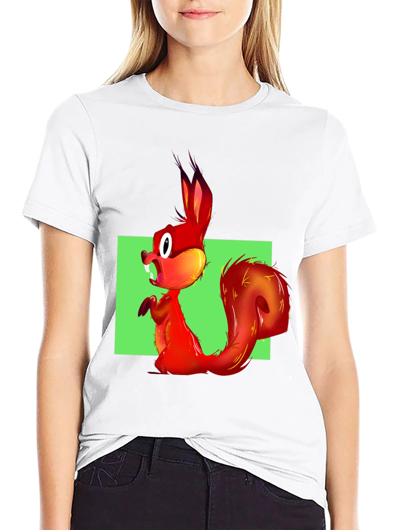 Black Squirrel Graphic Tee - Bold Cartoon Animal Print view 9