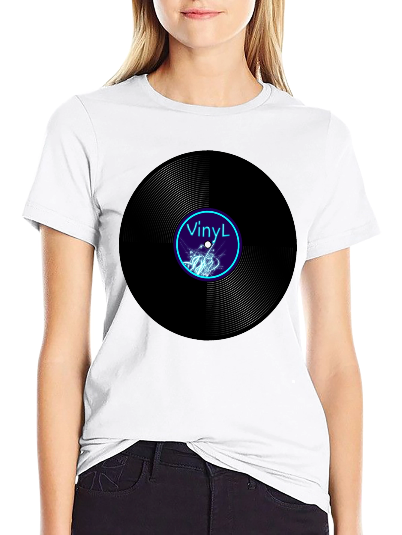 Black Vinyl Record Graphic Tee - Cool Music Lover T-Shirt view 9