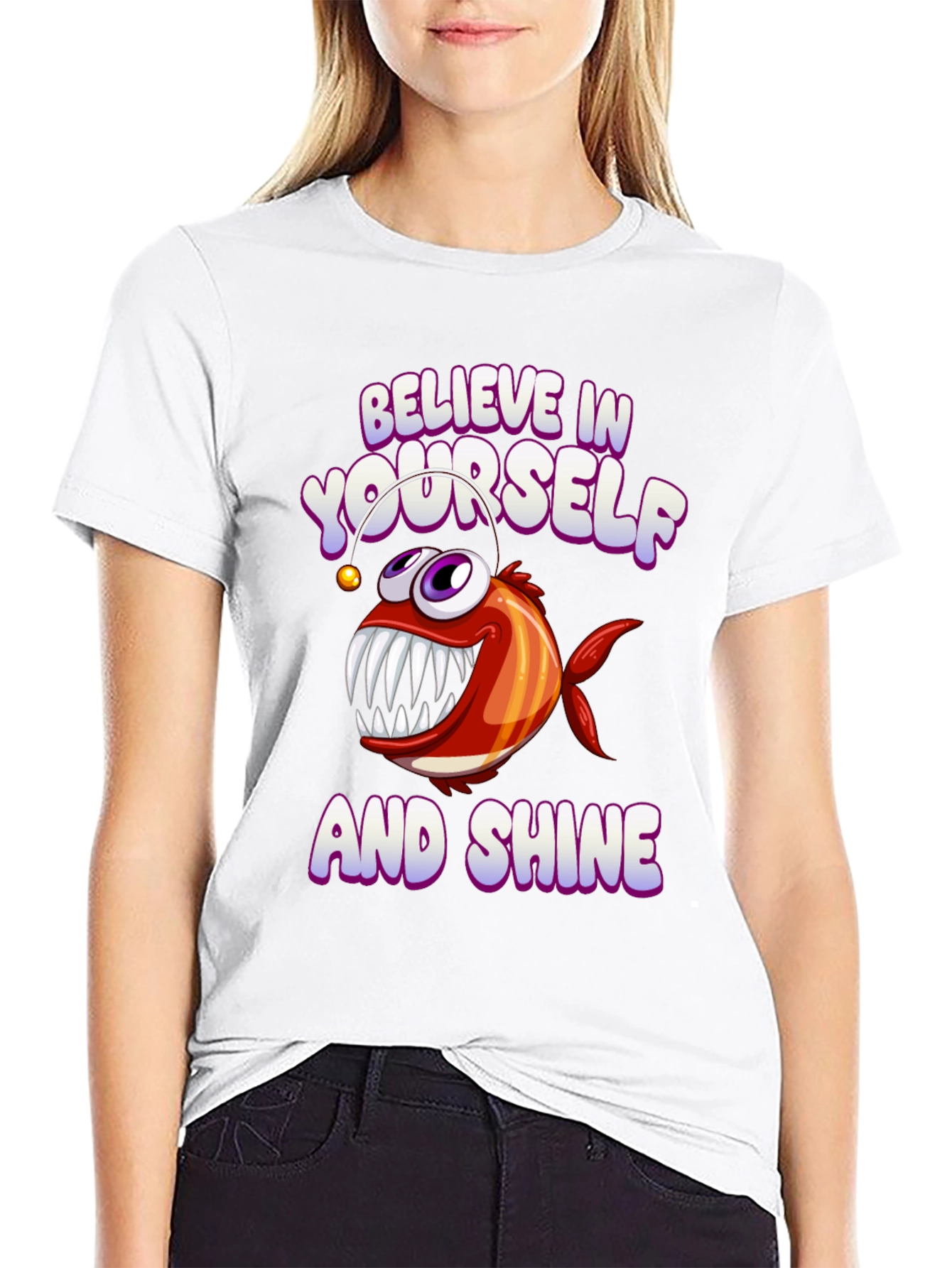 Black Believe in Yourself and Shine Graphic T-Shirt view 9
