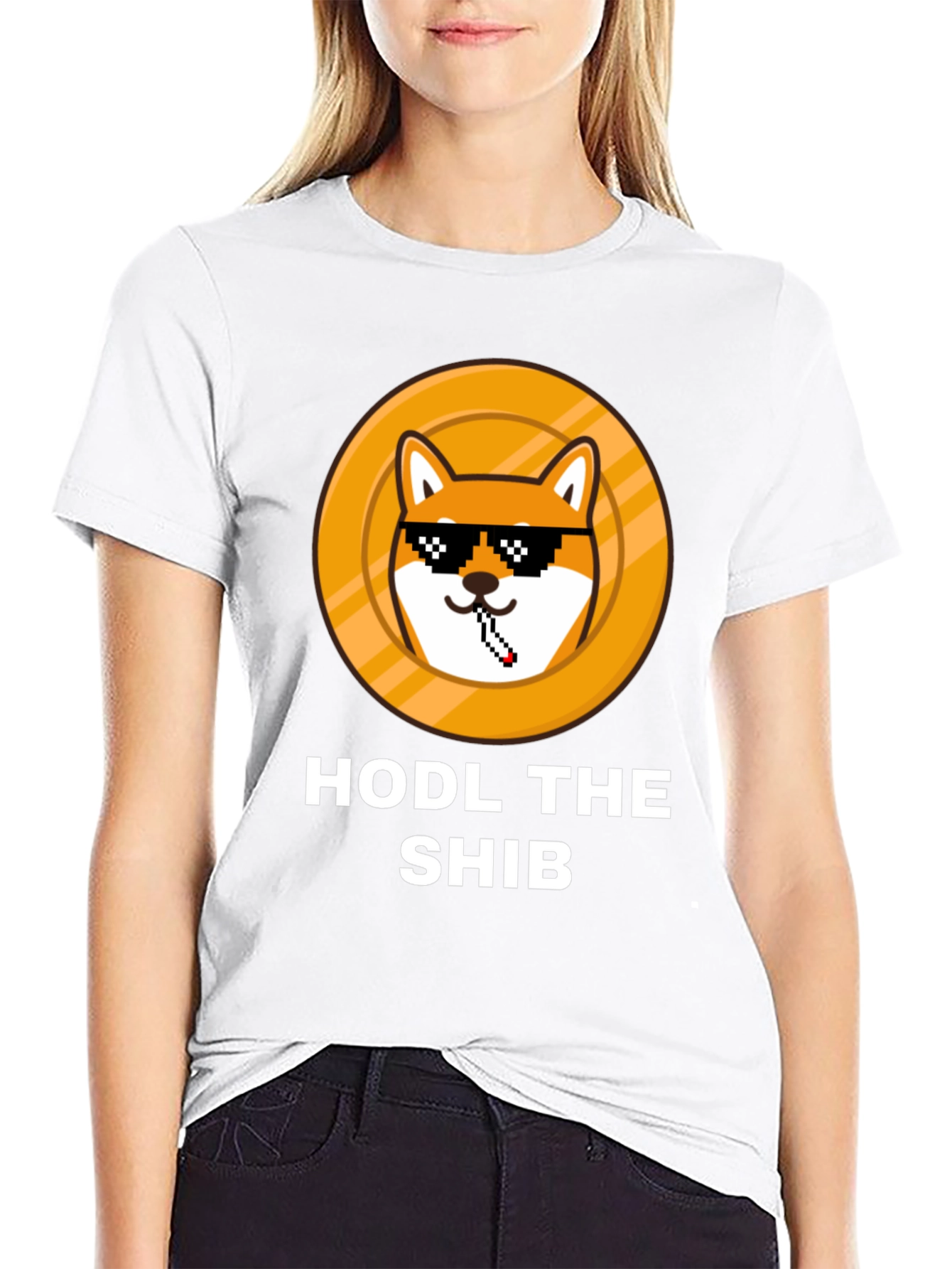 Black HODL THE SHIB Black T-Shirt view 9