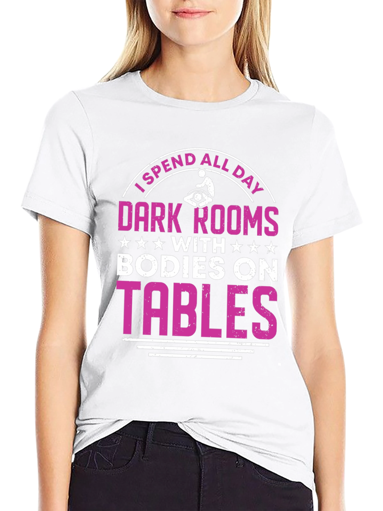 Black Massage Therapist T-Shirt - Dark Rooms, Bodies On Tables view 9