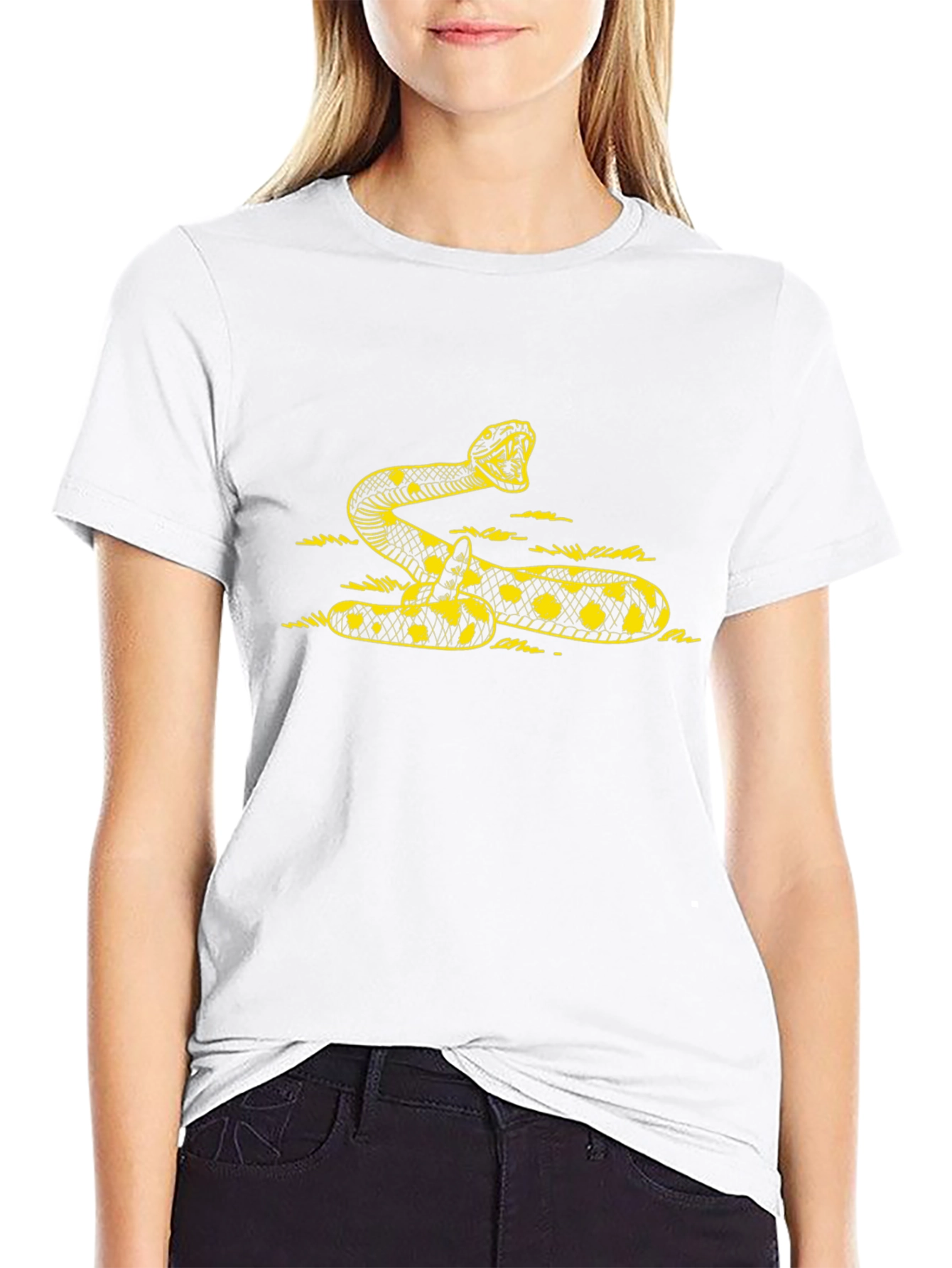 Black Black T-Shirt with Yellow Rattlesnake Design view 9