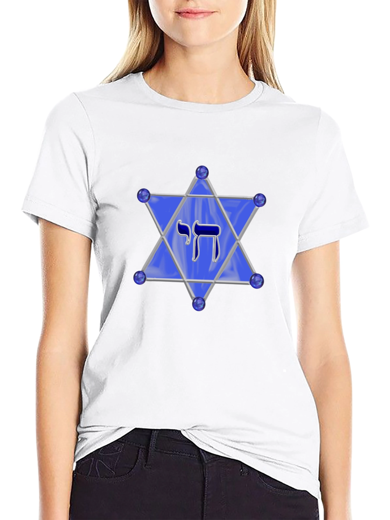 Black Chai Star of David Men's Black T-Shirt view 9