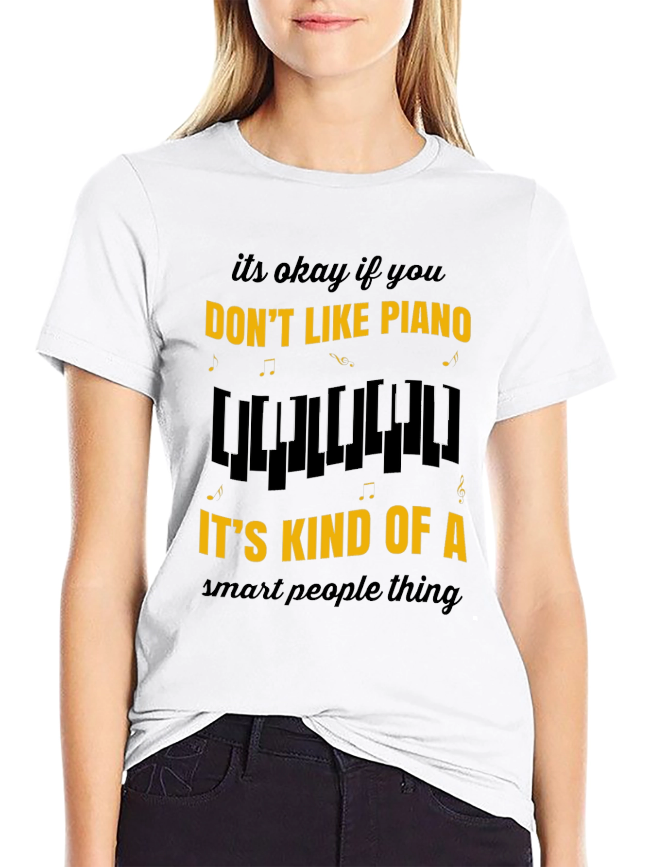 Black Funny Piano Lover Tee - Smart People Music Shirt view 9