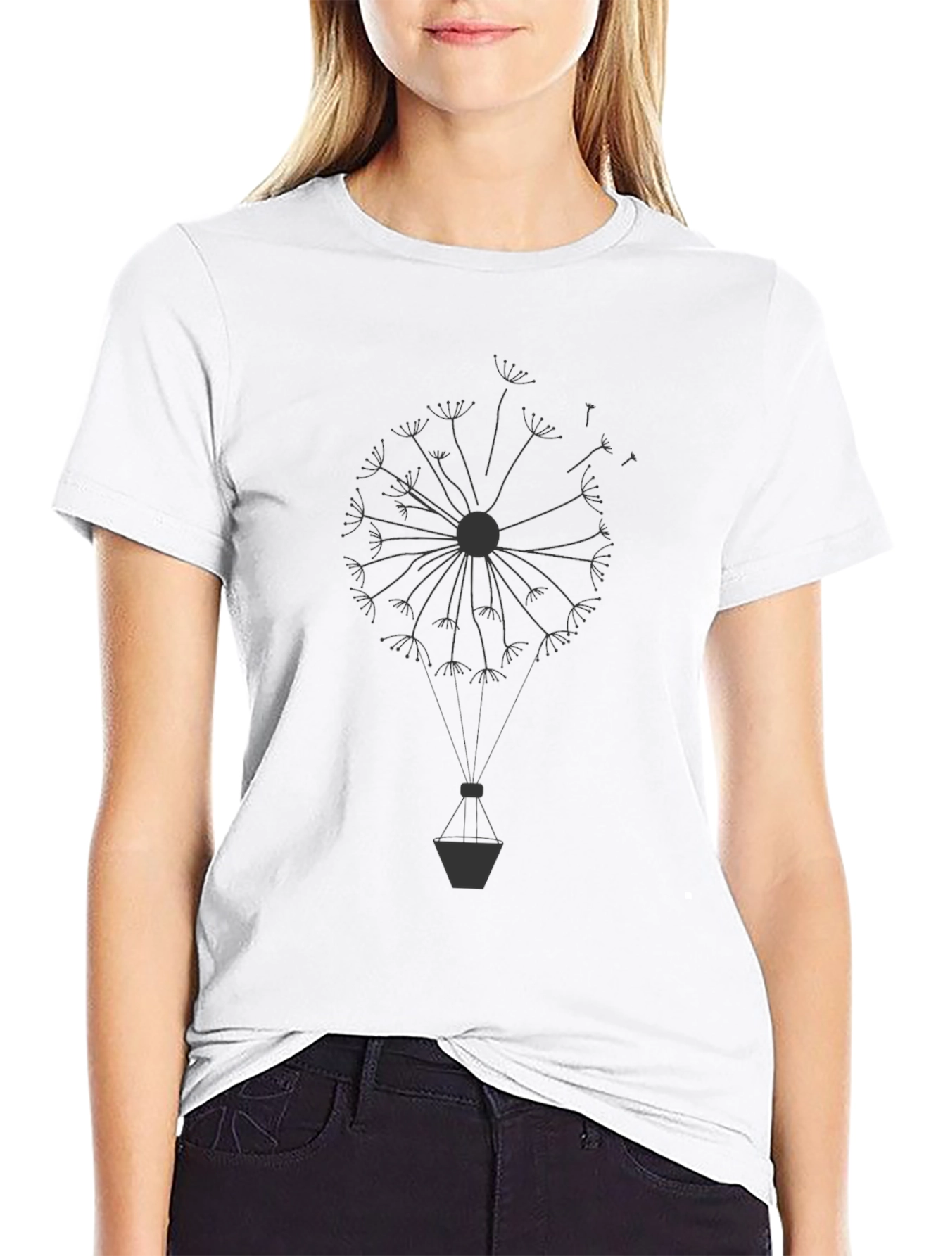 Black Dandelion Balloon Graphic Tee view 9