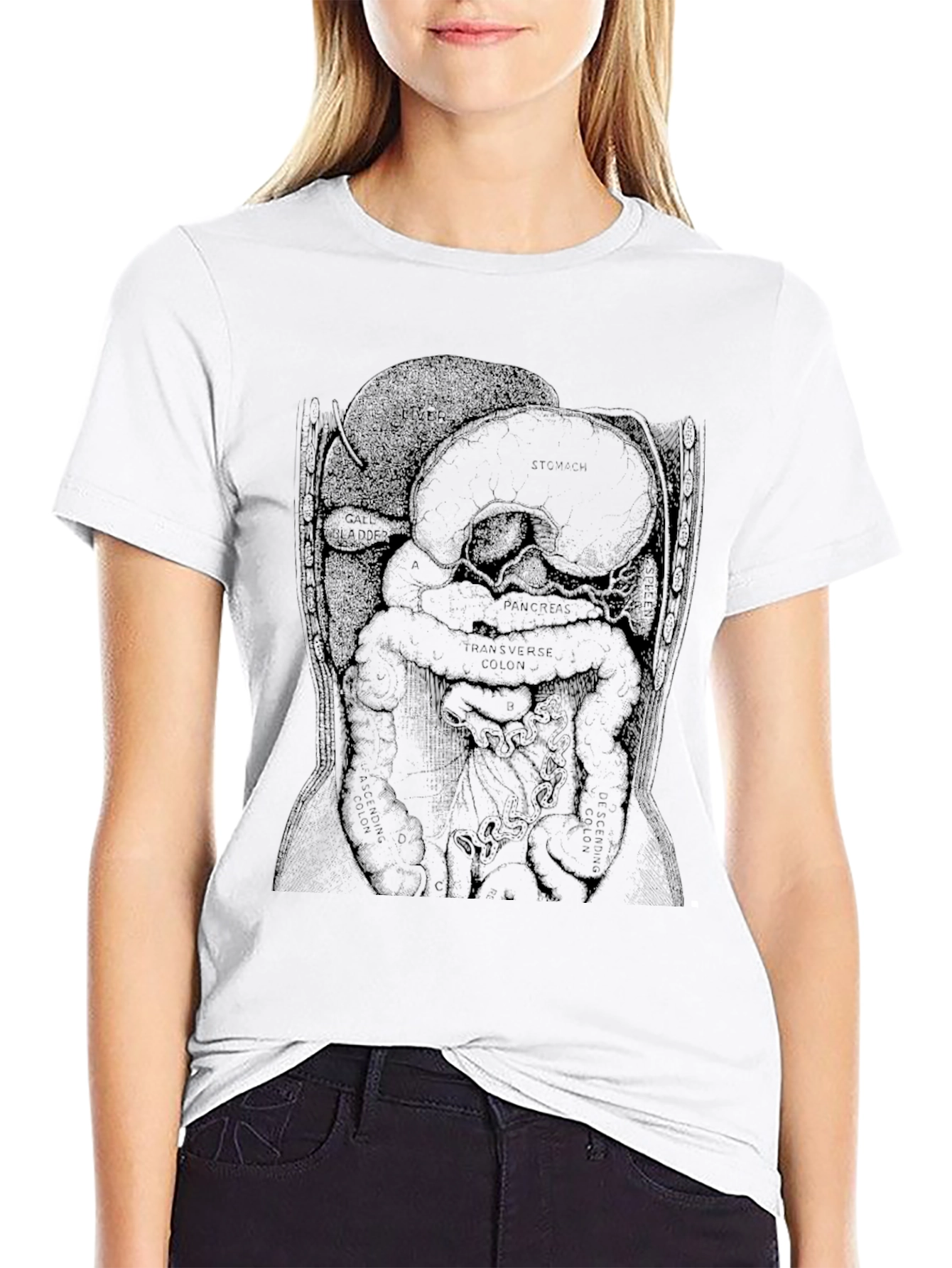 Black Anatomical Diagram T-Shirt - Black view 9
