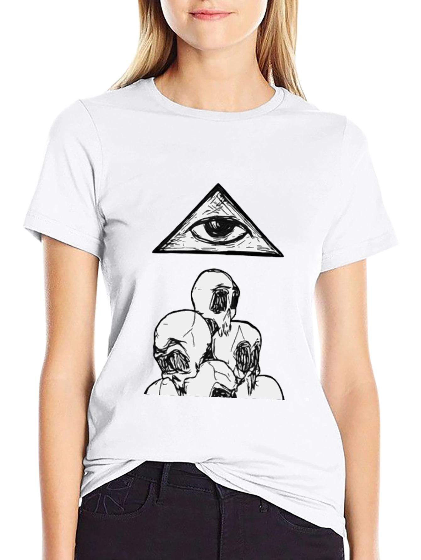 Black Eye Pyramid & Monster Faces Graphic Tee - Black Cotton view 9
