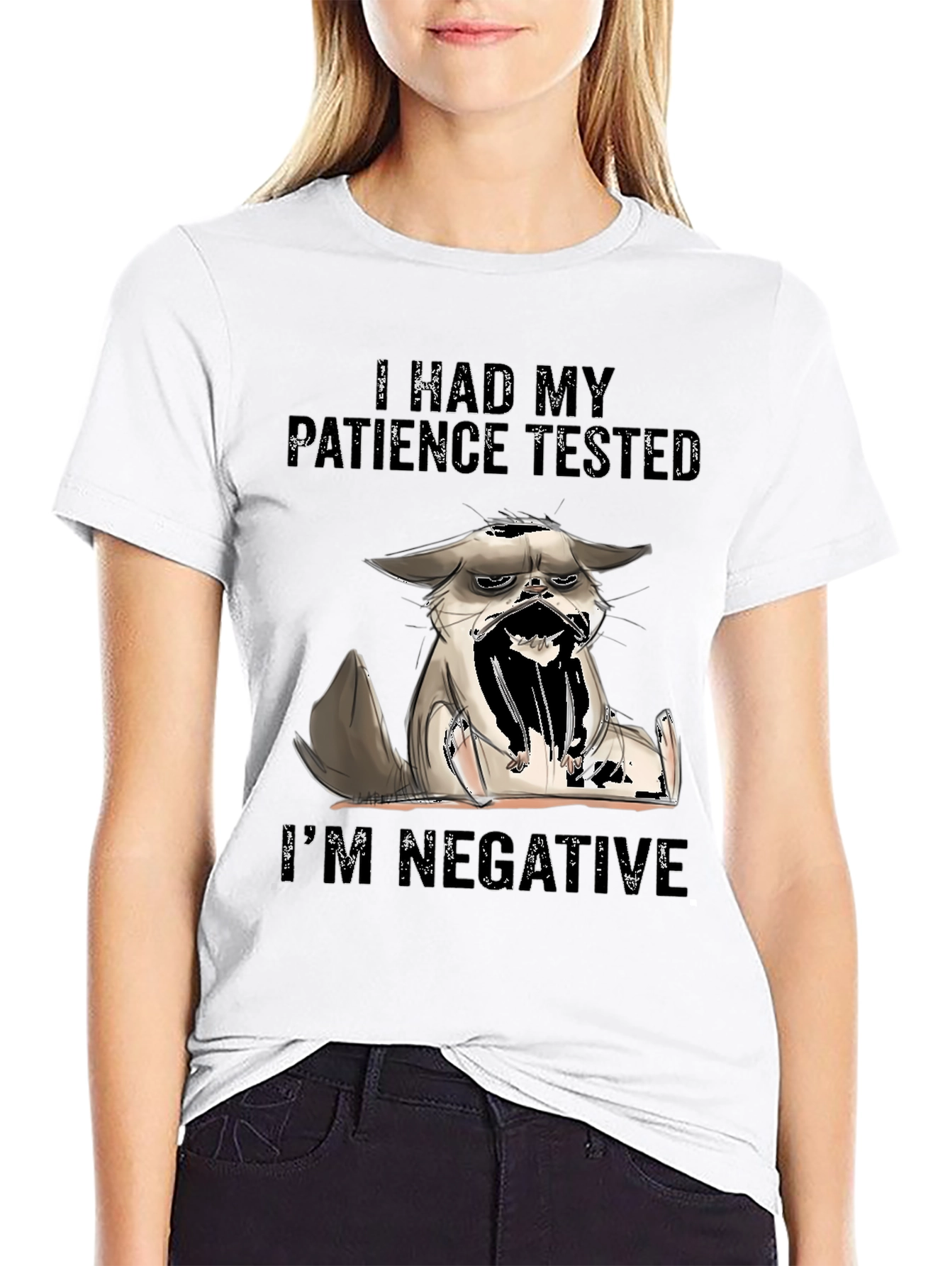 Black Patience Tested Cat Graphic T-Shirt view 9