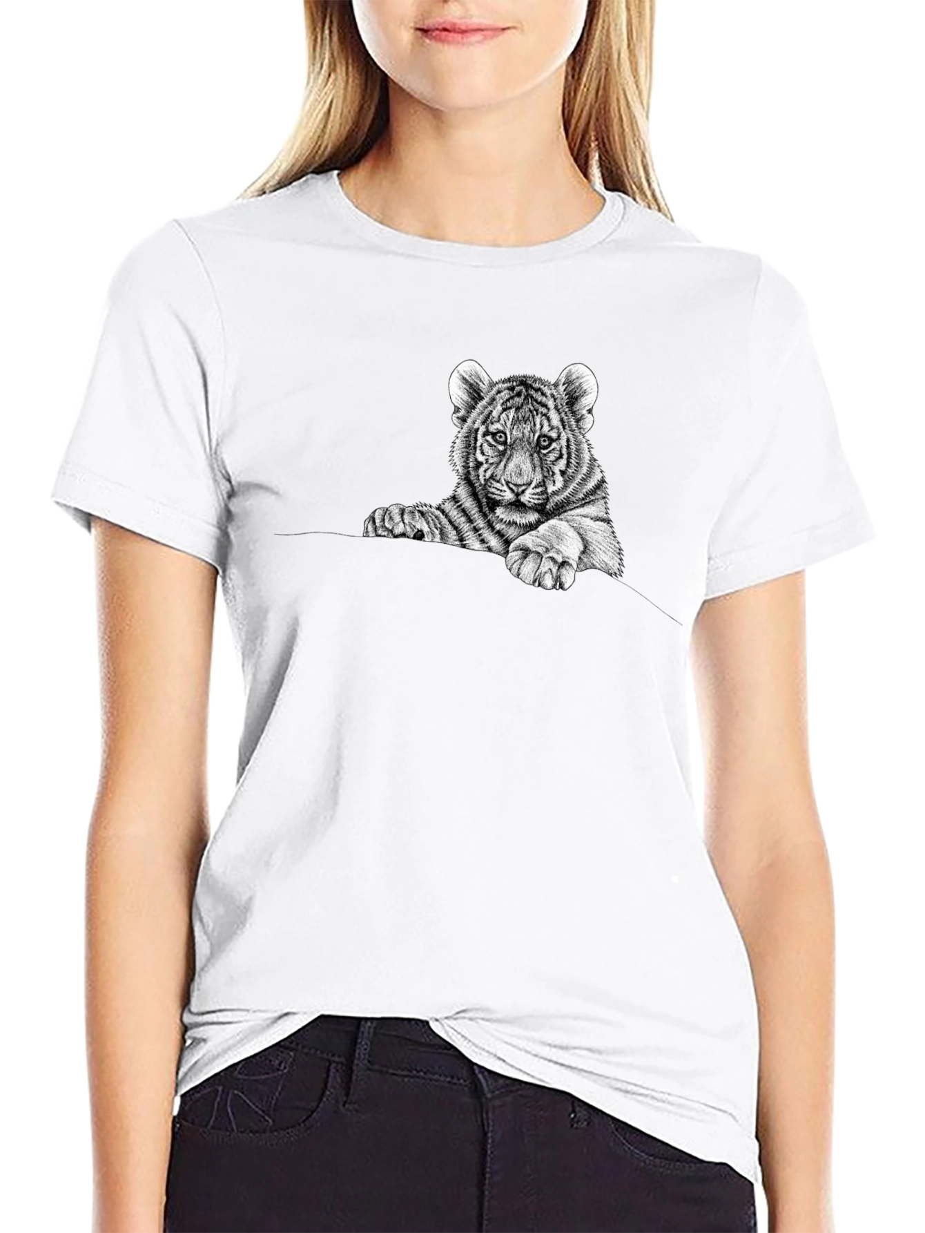Black Tiger Cub Graphic Tee - Black Cotton view 9