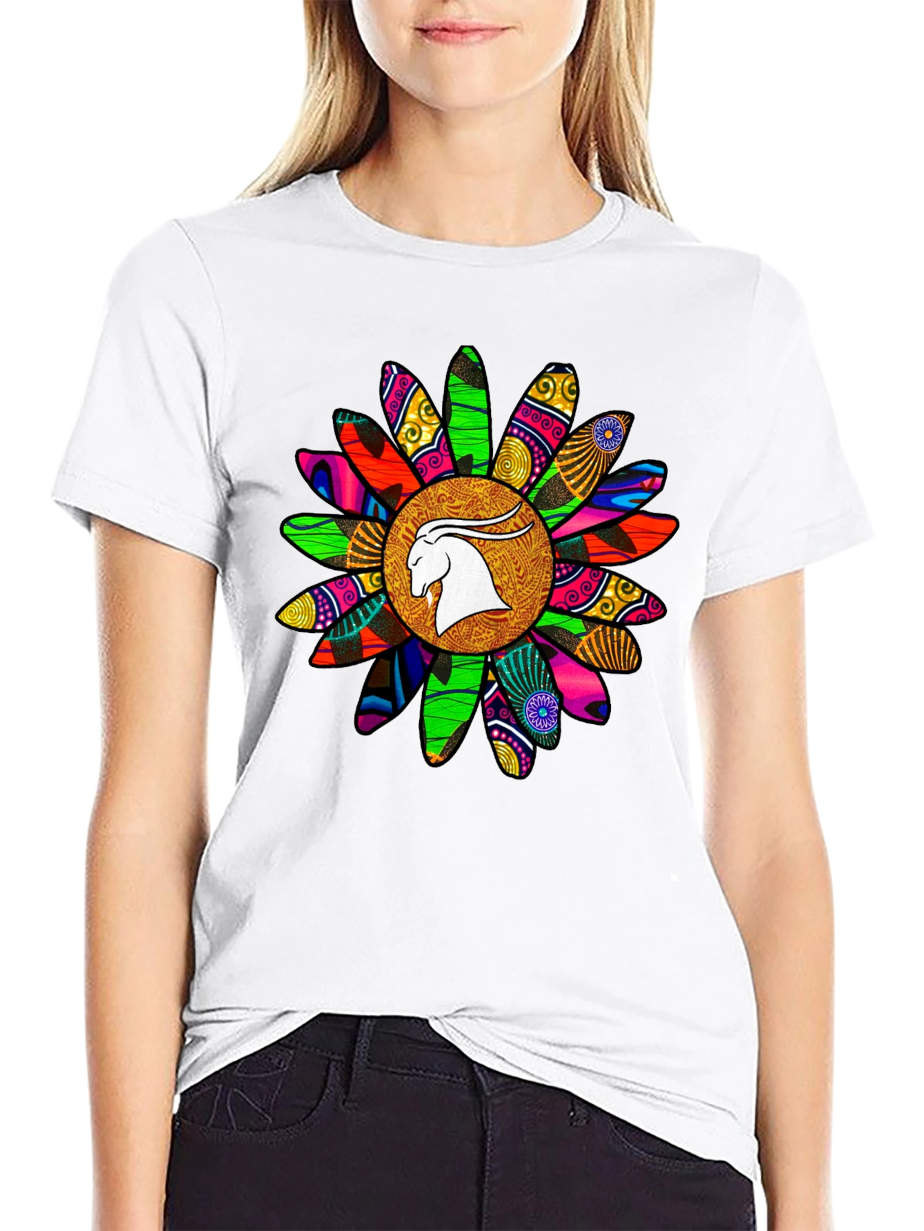 Black Capricorn Sunflower Graphic T-Shirt - Astrology Tee view 9