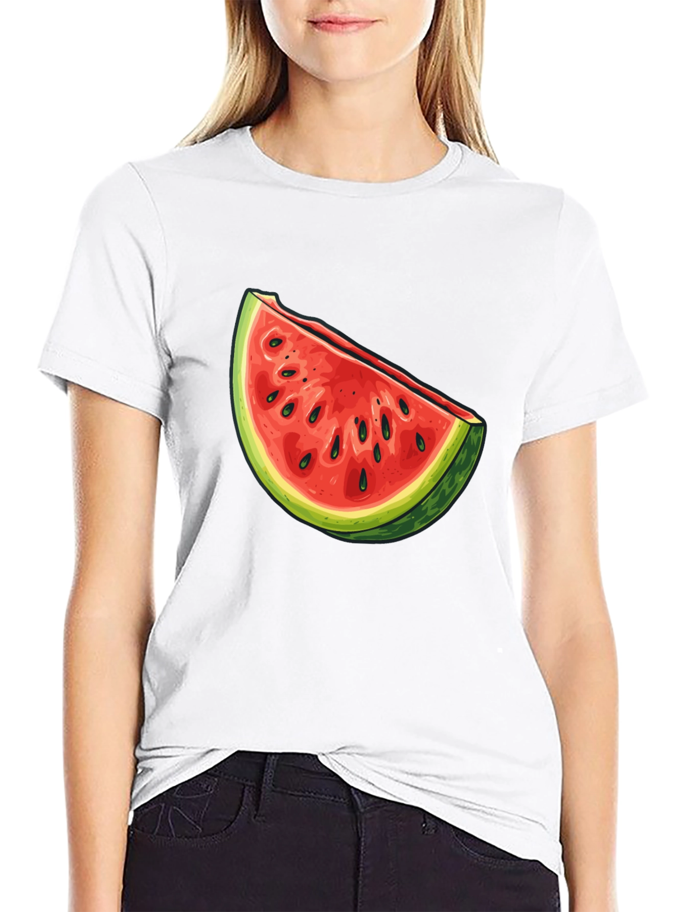 Black Watermelon Slice Graphic Tee - Unisex Casual Shirt view 9