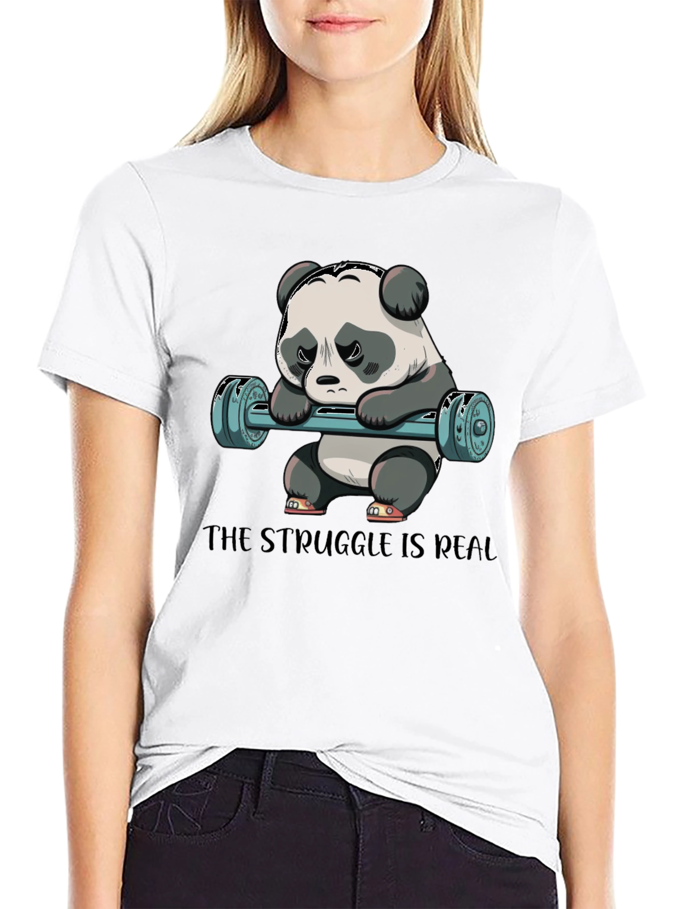 Black Struggle is Real Panda Workout T-Shirt view 9