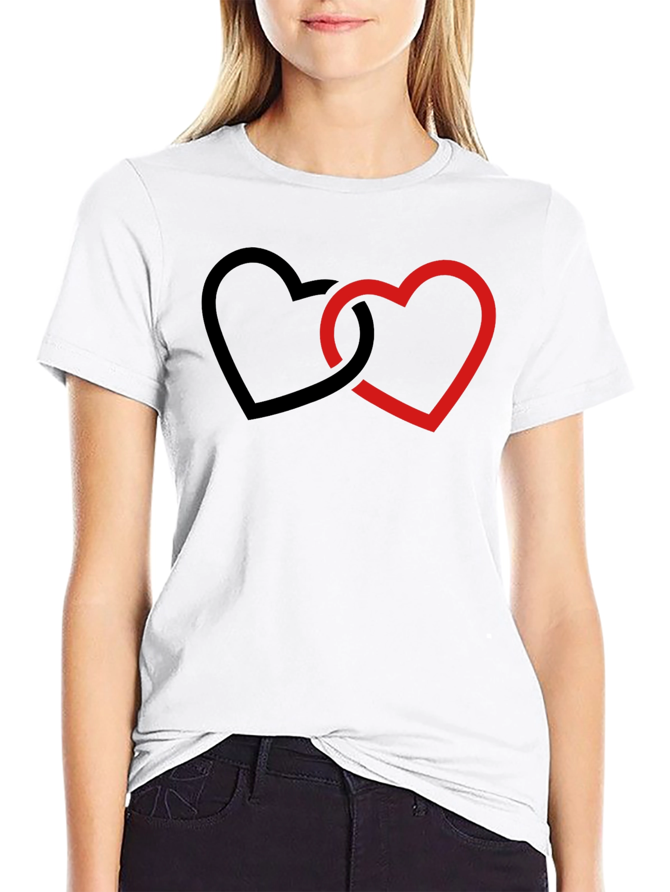 Black Linked Hearts Graphic Black T-Shirt view 9
