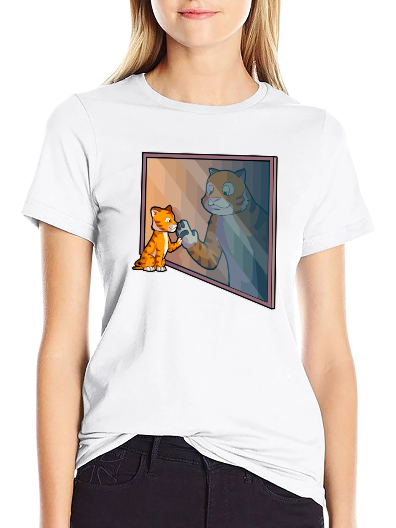 Black Cat Mirror Image Graphic Tee - Funny Animal T-Shirt view 9