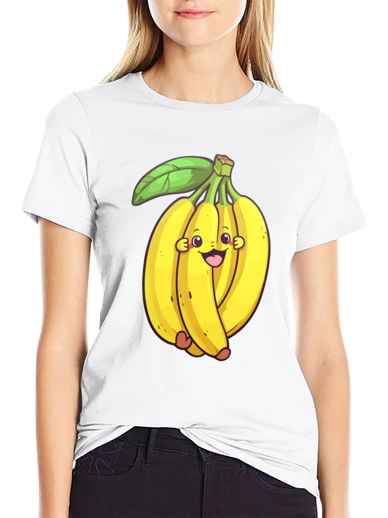 Black Funny Banana Cartoon Black T-Shirt view 9