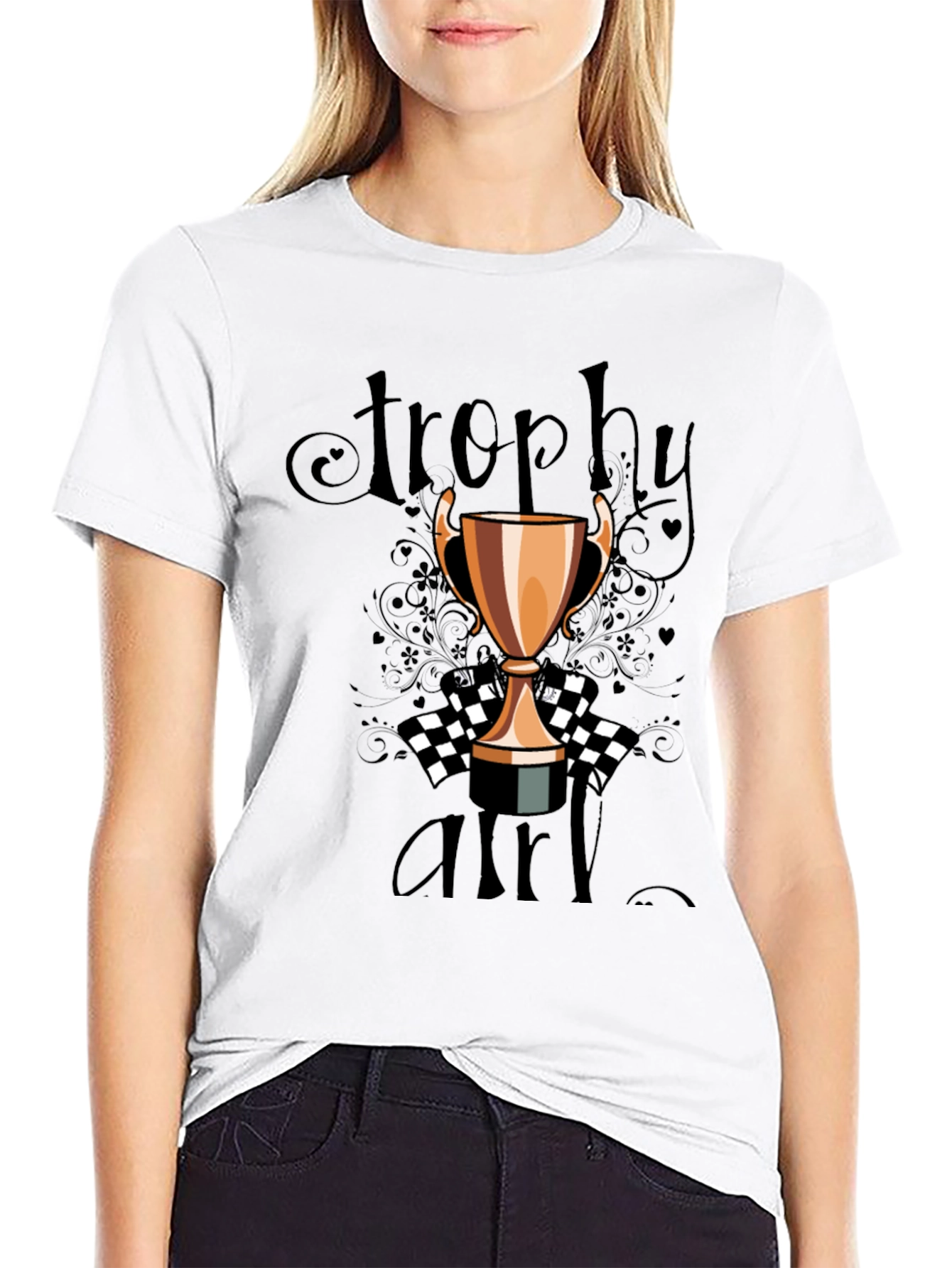 Black Trophy Girl Graphic Tee - Black Crew Neck view 9