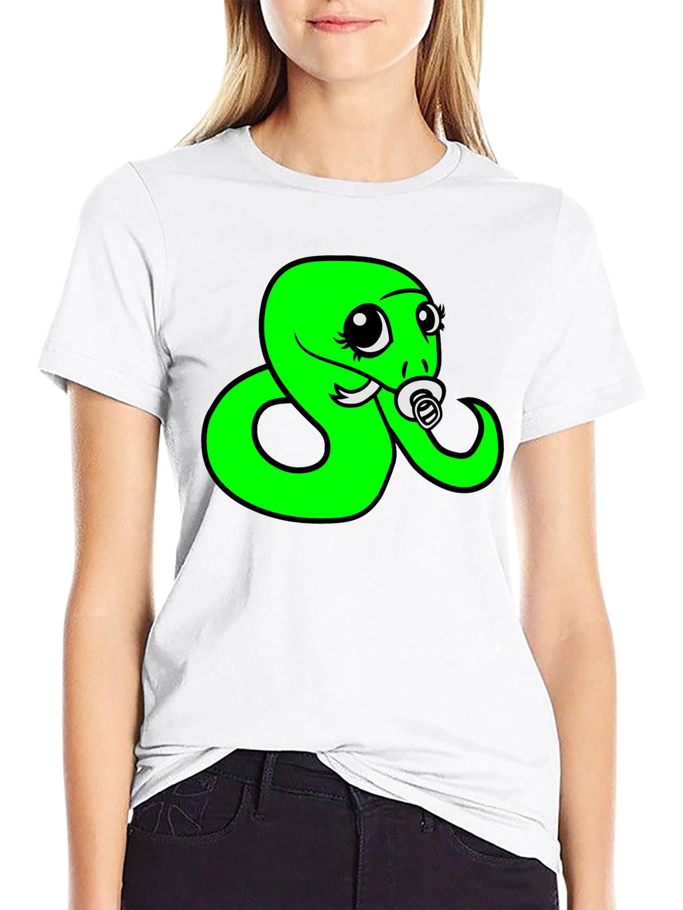 Black Funny Snake Pacifier Graphic Tee - Black view 9