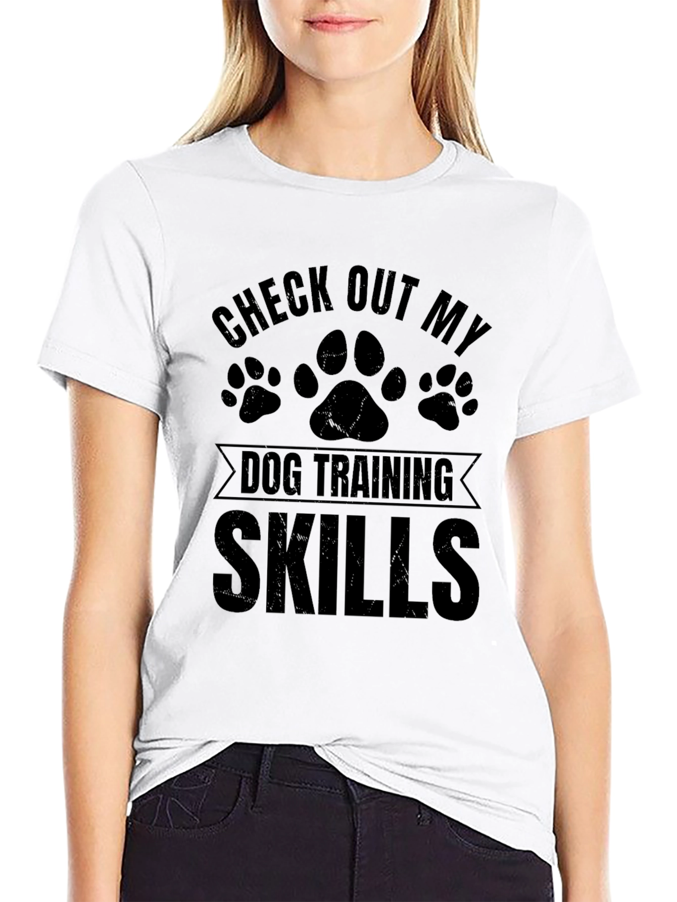 Black Dog Training Skills Graphic T-Shirt - Unisex Cotton Tee view 9