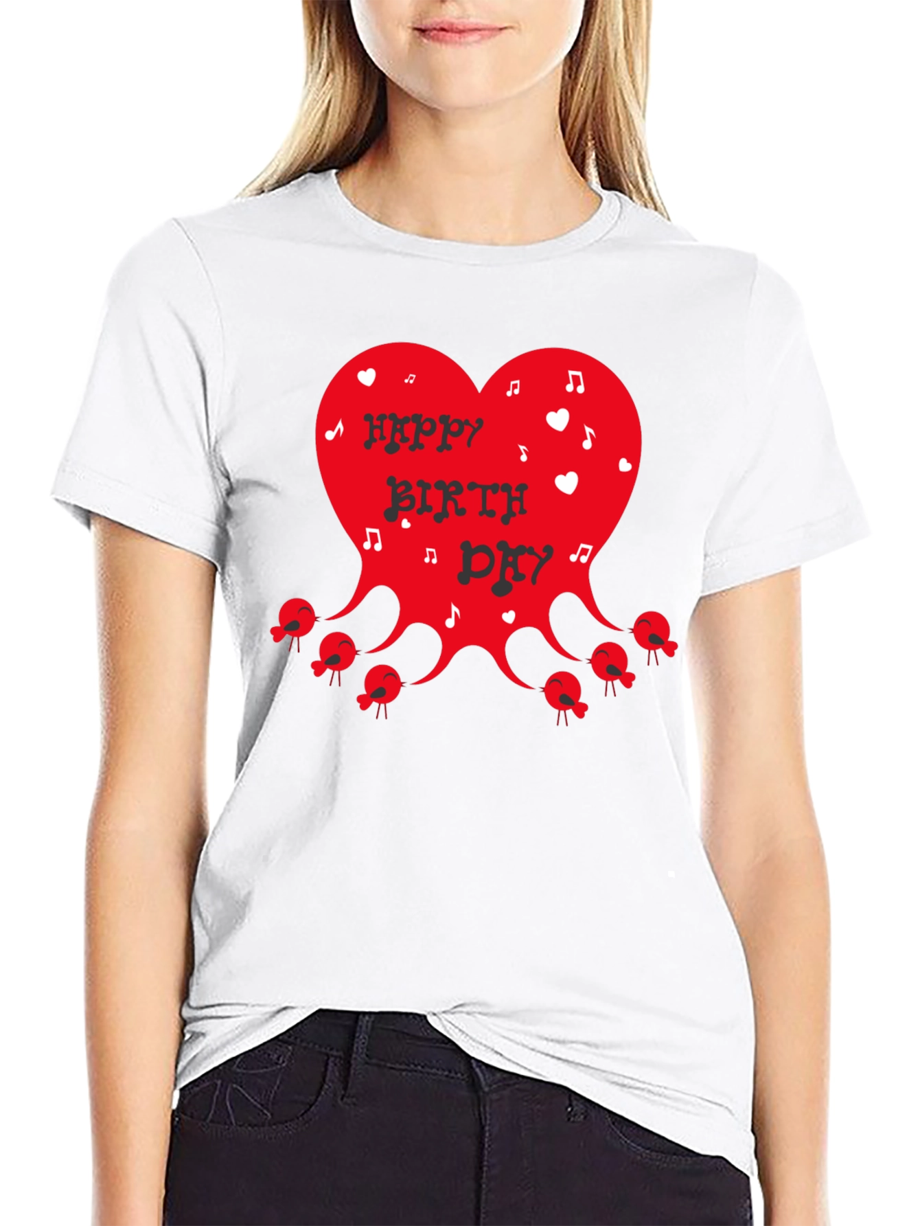 Happy Birthday Heart Graphic T-Shirt - Black - 9