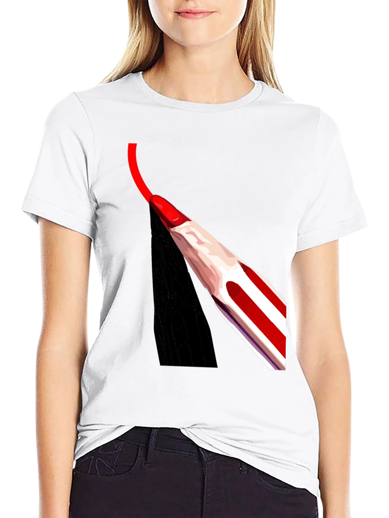 Black Red Pencil Art Black T-Shirt view 9