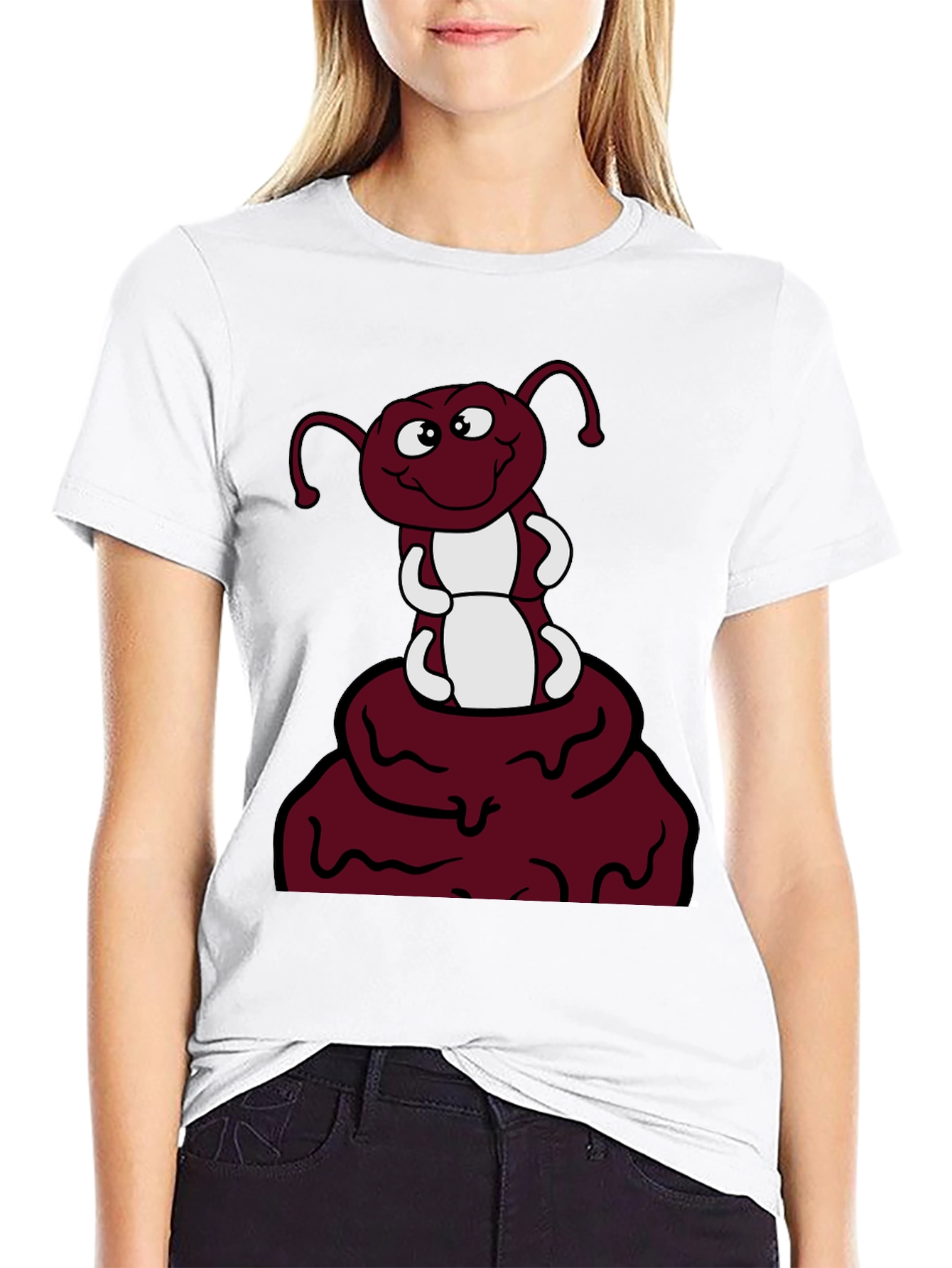Black Funny Ant Cartoon Graphic Print Tee view 9