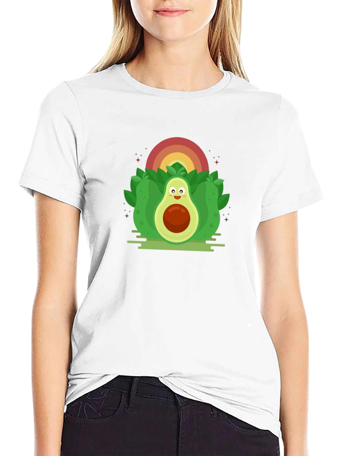 Black Avocado Rainbow Graphic Black T-Shirt view 9