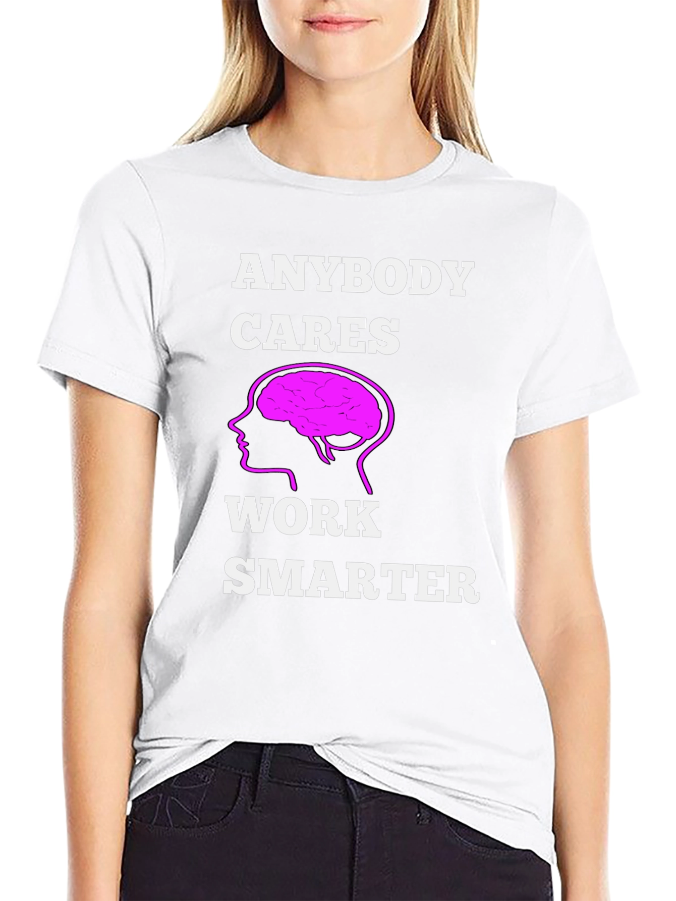 Black Work Smarter T-Shirt - Brain Graphic Tee view 9