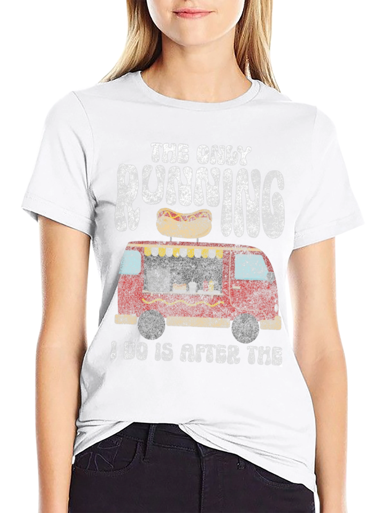 Black Funny Hot Dog T-Shirt - The Only Running I Do view 9
