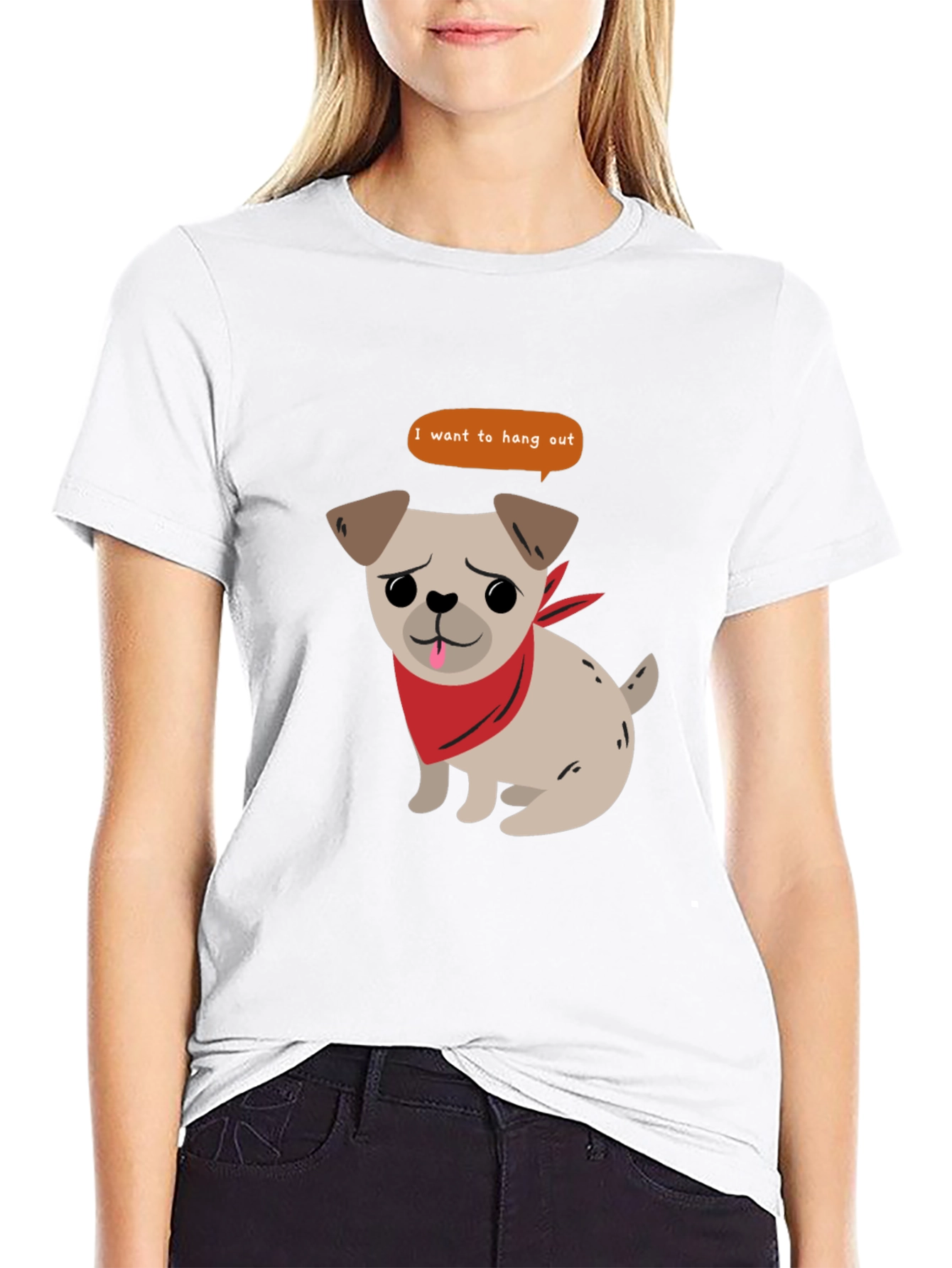 Black Dog Lover Black T-Shirt - "I Want To Hang Out" Graphic Tee view 9