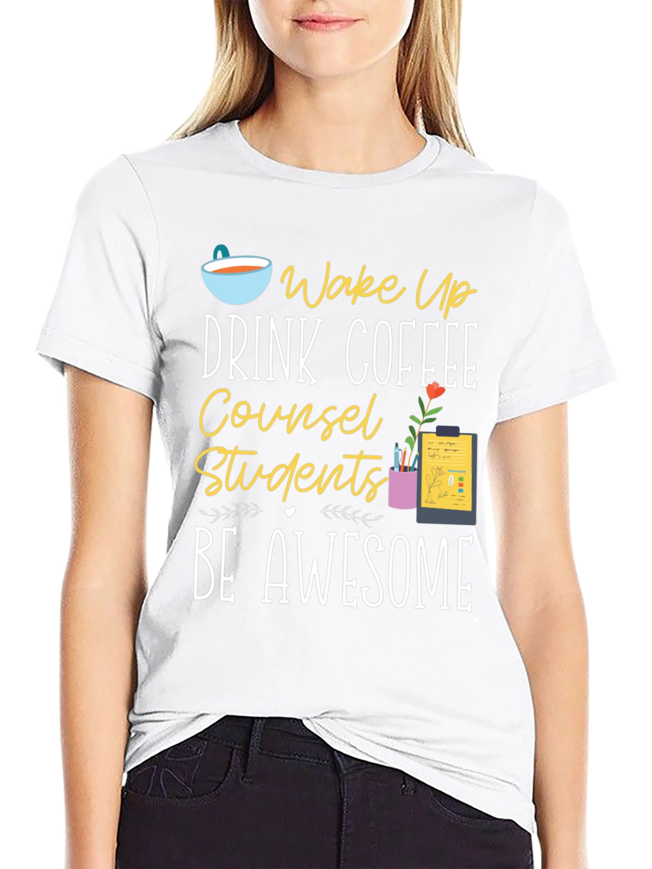 Black Counselor T-Shirt - Wake Up, Drink Coffee, Be Awesome view 9