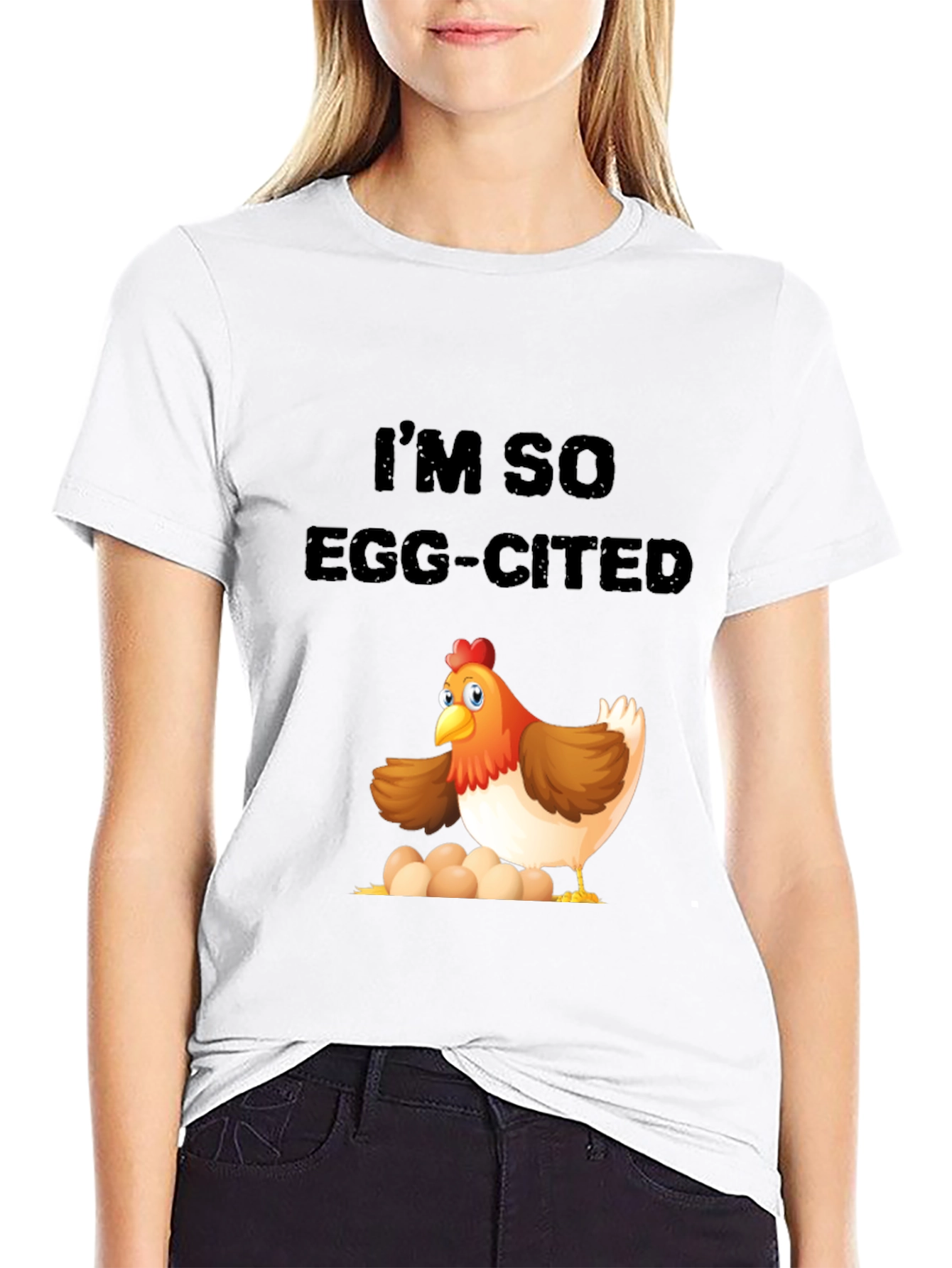 Black Egg-cited Chicken Graphic T-Shirt view 9