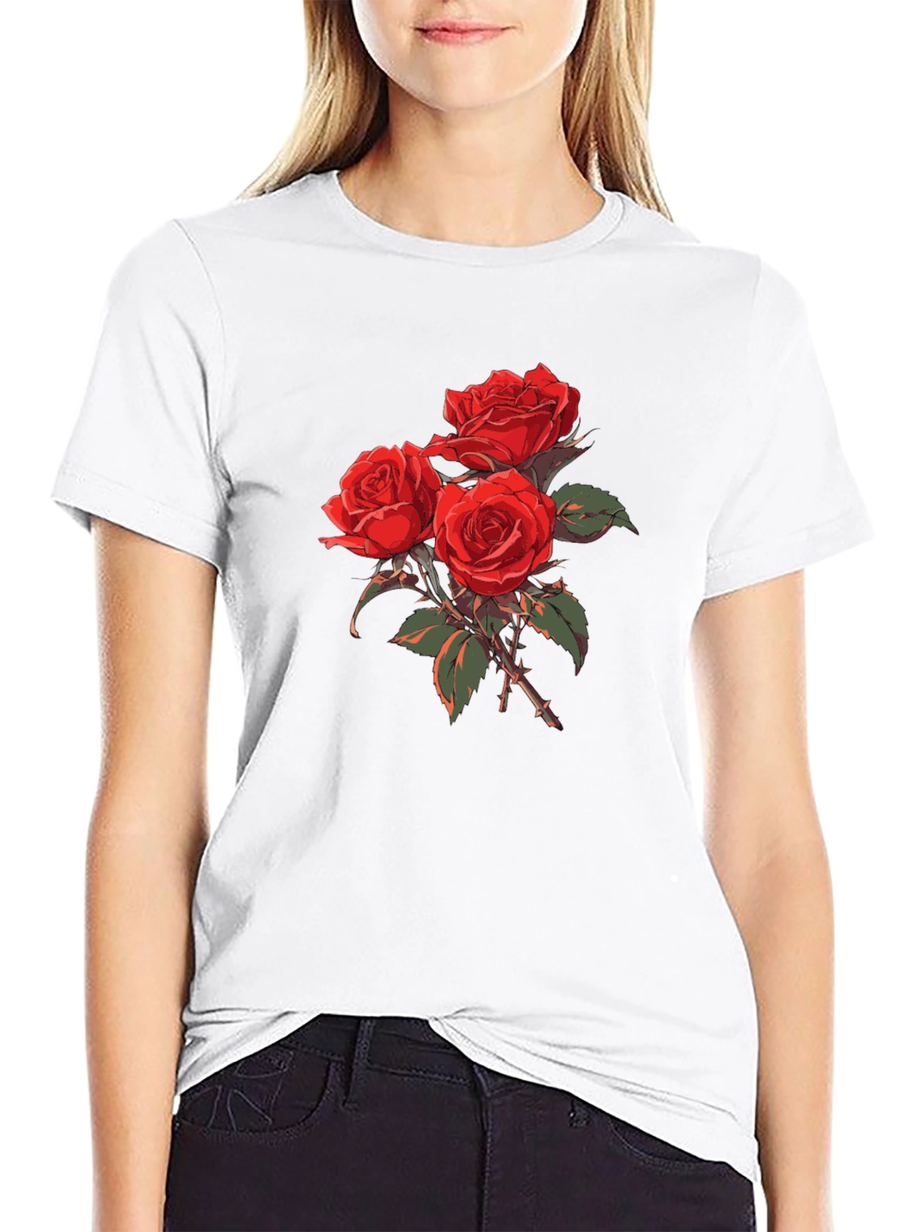 Black Rose Bouquet Graphic T-Shirt - Black view 9